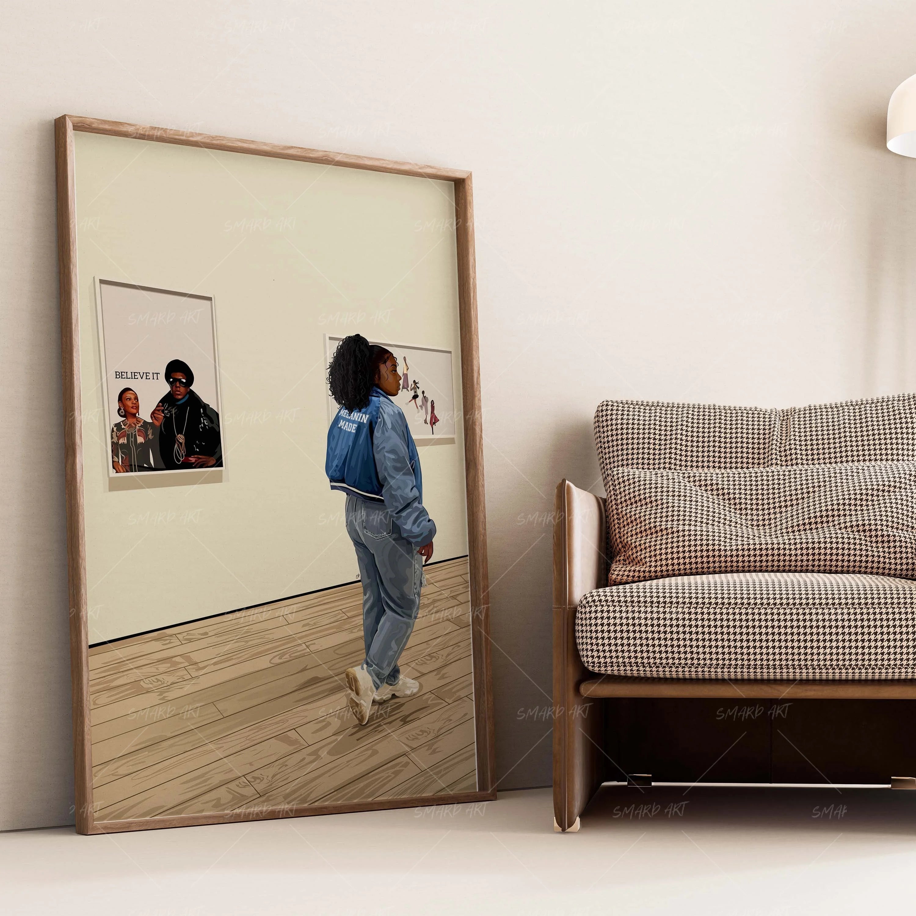 Melanin Made-wall art print featuring decorative artistic design suitable for living rooms, offices, and schools by SmardArt. Elevate your space with Black wall art that speaks to culture, identity, and creativity. At Smard, we celebrate artistry made with melanin, bringing powerful and inspiring designs to life.