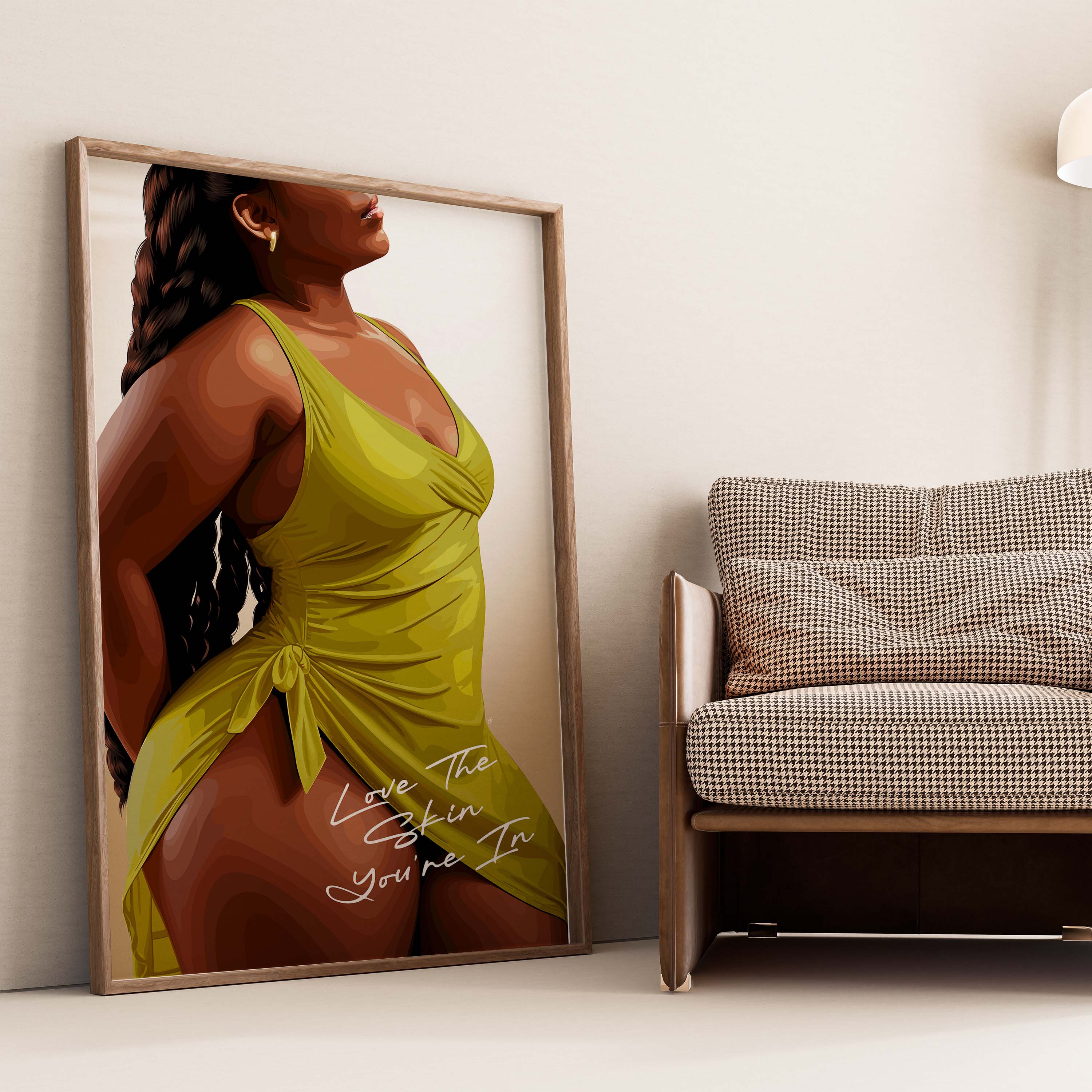 Love The Skin You're In-wall art print featuring decorative artistic design suitable for living rooms, offices, and schools by SmardArt. Elevate your space with Black wall art that speaks to culture, identity, and creativity. At Smard, we celebrate artistry made with melanin, bringing powerful and inspiring designs to life.