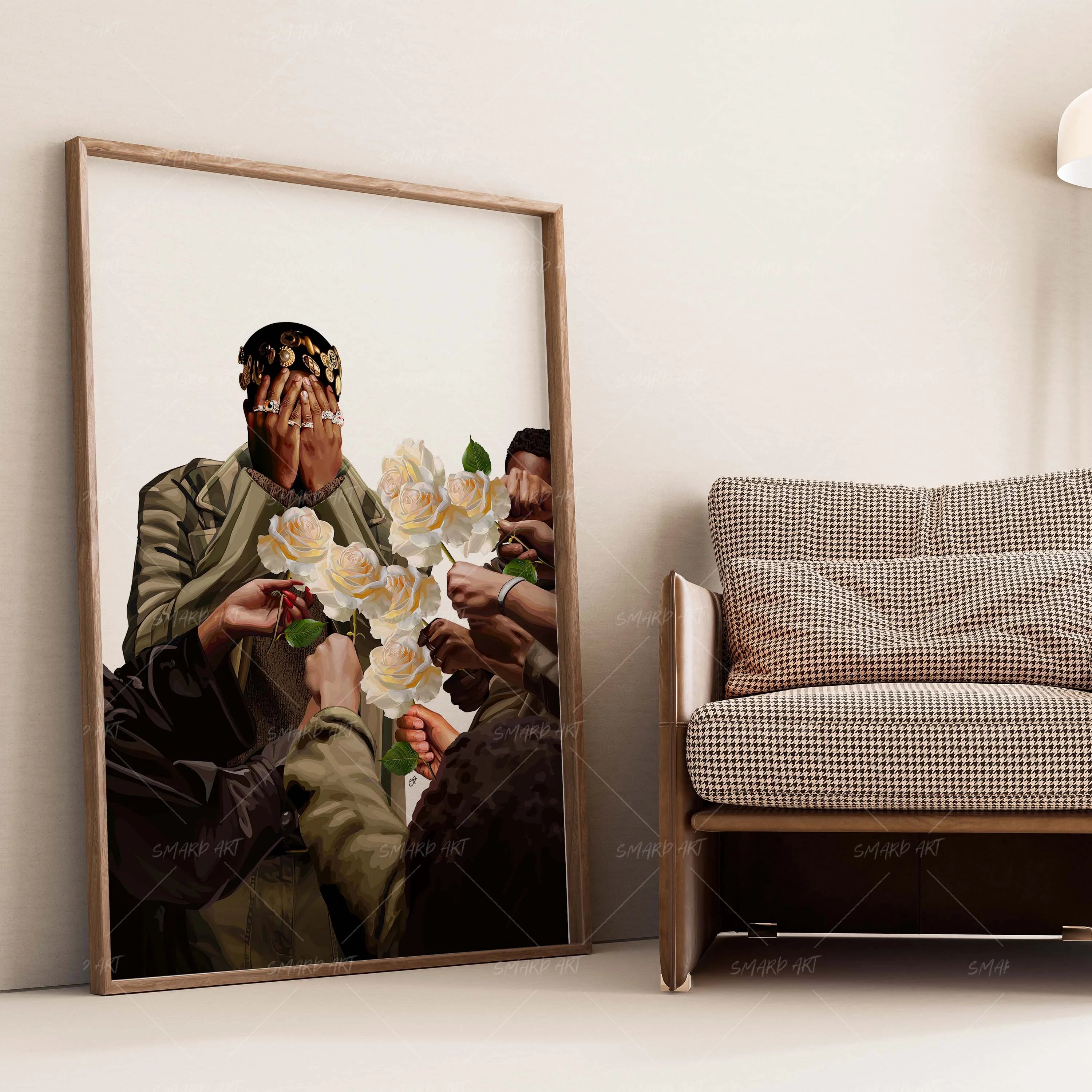 Petaled Praise-wall art print featuring decorative artistic design suitable for living rooms, offices, and schools by SmardArt. Elevate your space with Black wall art that speaks to culture, identity, and creativity. At Smard, we celebrate artistry made with melanin, bringing powerful and inspiring designs to life.