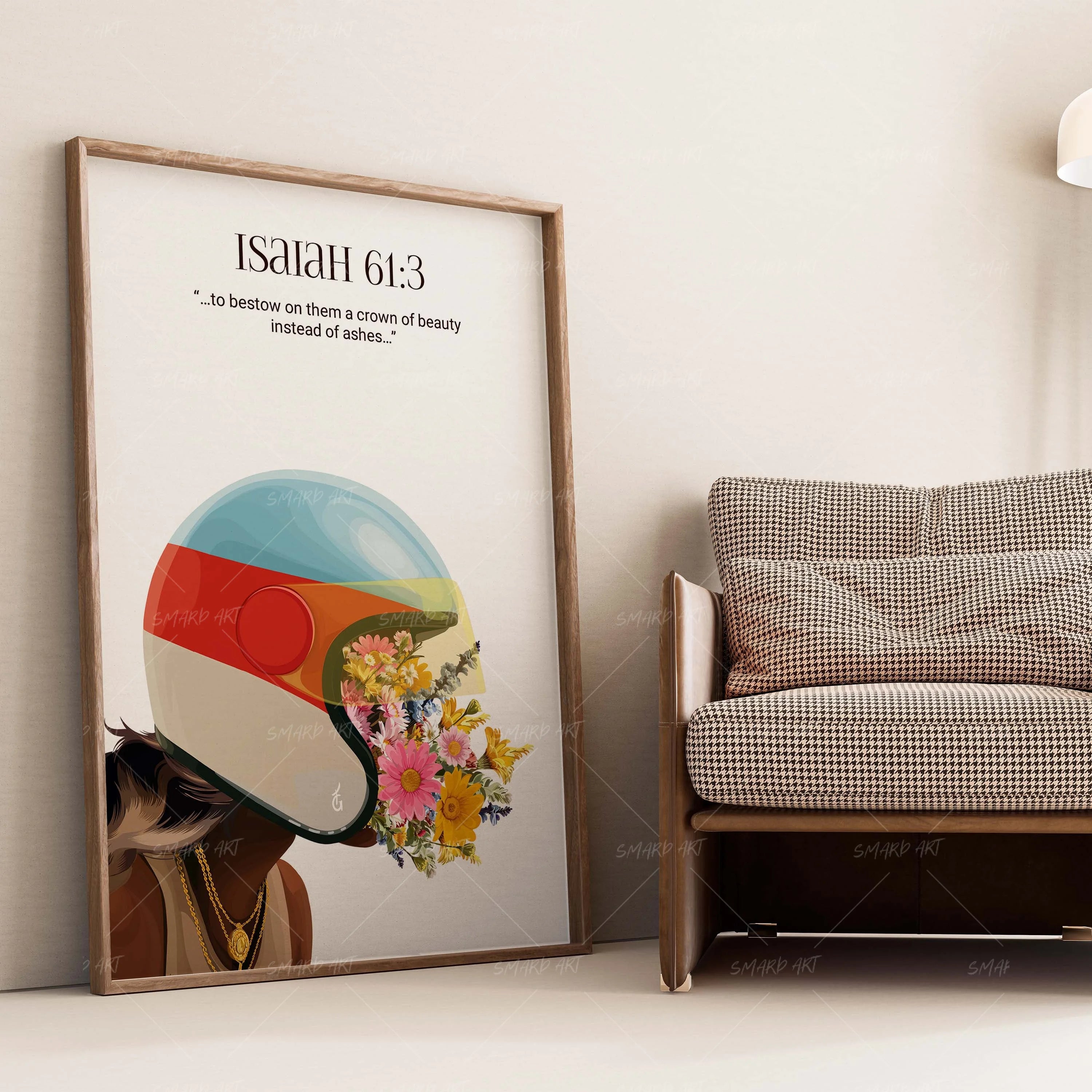 Isaiah 61:3-wall art print featuring decorative artistic design suitable for living rooms, offices, and schools by SmardArt. Elevate your space with Black wall art that speaks to culture, identity, and creativity. At Smard, we celebrate artistry made with melanin, bringing powerful and inspiring designs to life.