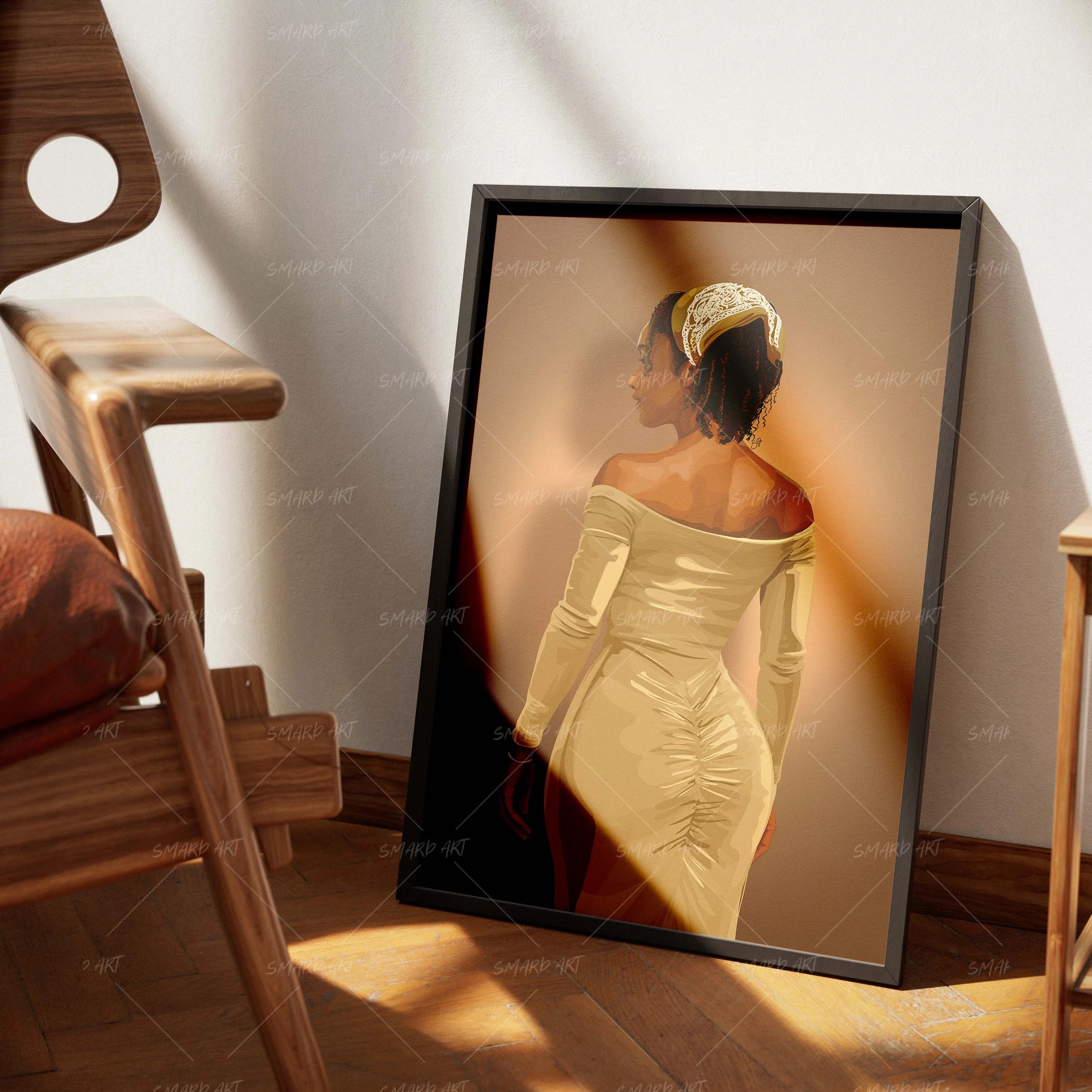 Muse-wall art print featuring decorative artistic design suitable for living rooms, offices, and schools by SmardArt. Elevate your space with Black wall art that speaks to culture, identity, and creativity. At Smard, we celebrate artistry made with melanin, bringing powerful and inspiring designs to life.