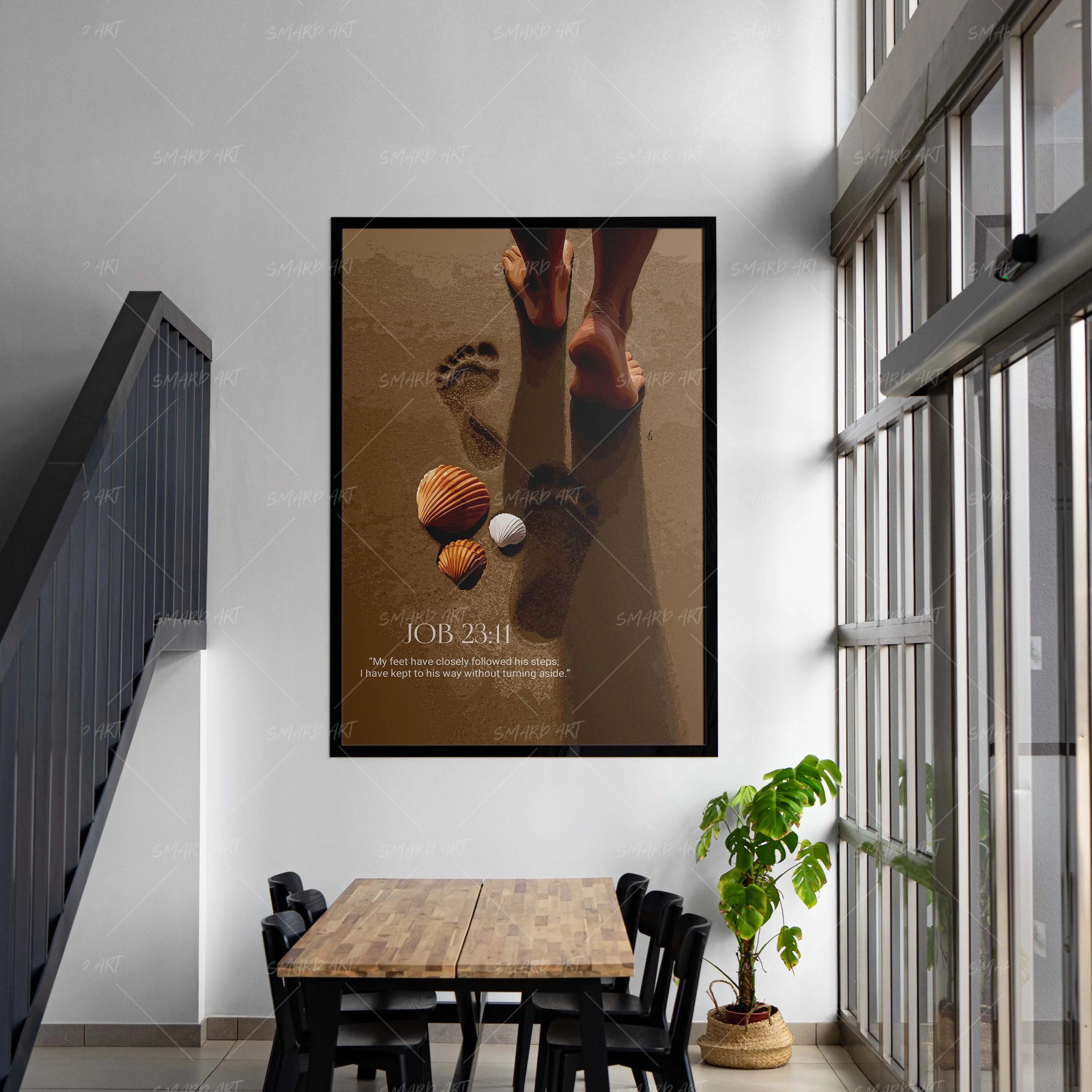 Job 23:11-wall art print featuring decorative artistic design suitable for living rooms, offices, and schools by SmardArt. Elevate your space with Black wall art that speaks to culture, identity, and creativity. At Smard, we celebrate artistry made with melanin, bringing powerful and inspiring designs to life.