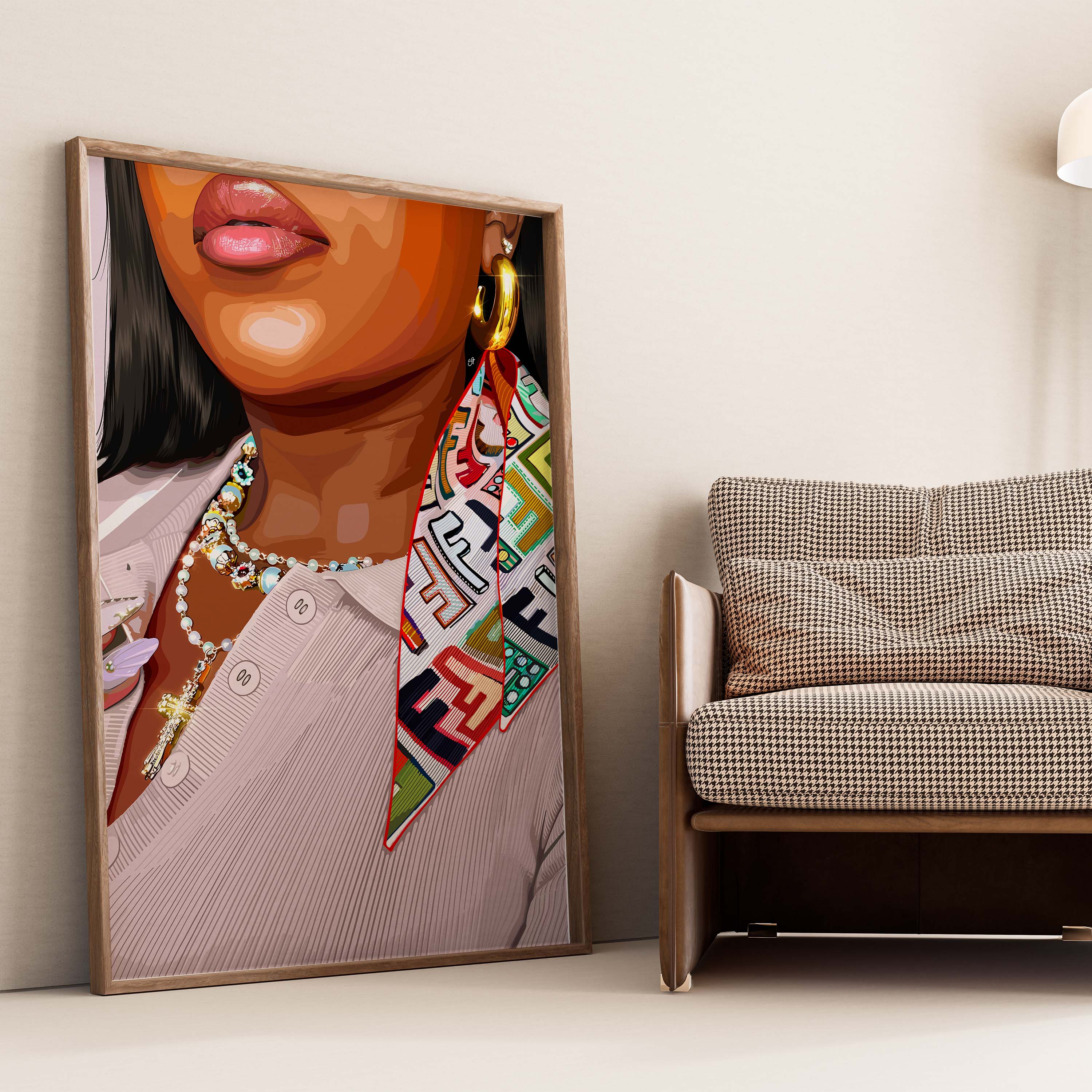 Gloss Theory-wall art print featuring decorative artistic design suitable for living rooms, offices, and schools by SmardArt. Elevate your space with Black wall art that speaks to culture, identity, and creativity. At Smard, we celebrate artistry made with melanin, bringing powerful and inspiring designs to life.