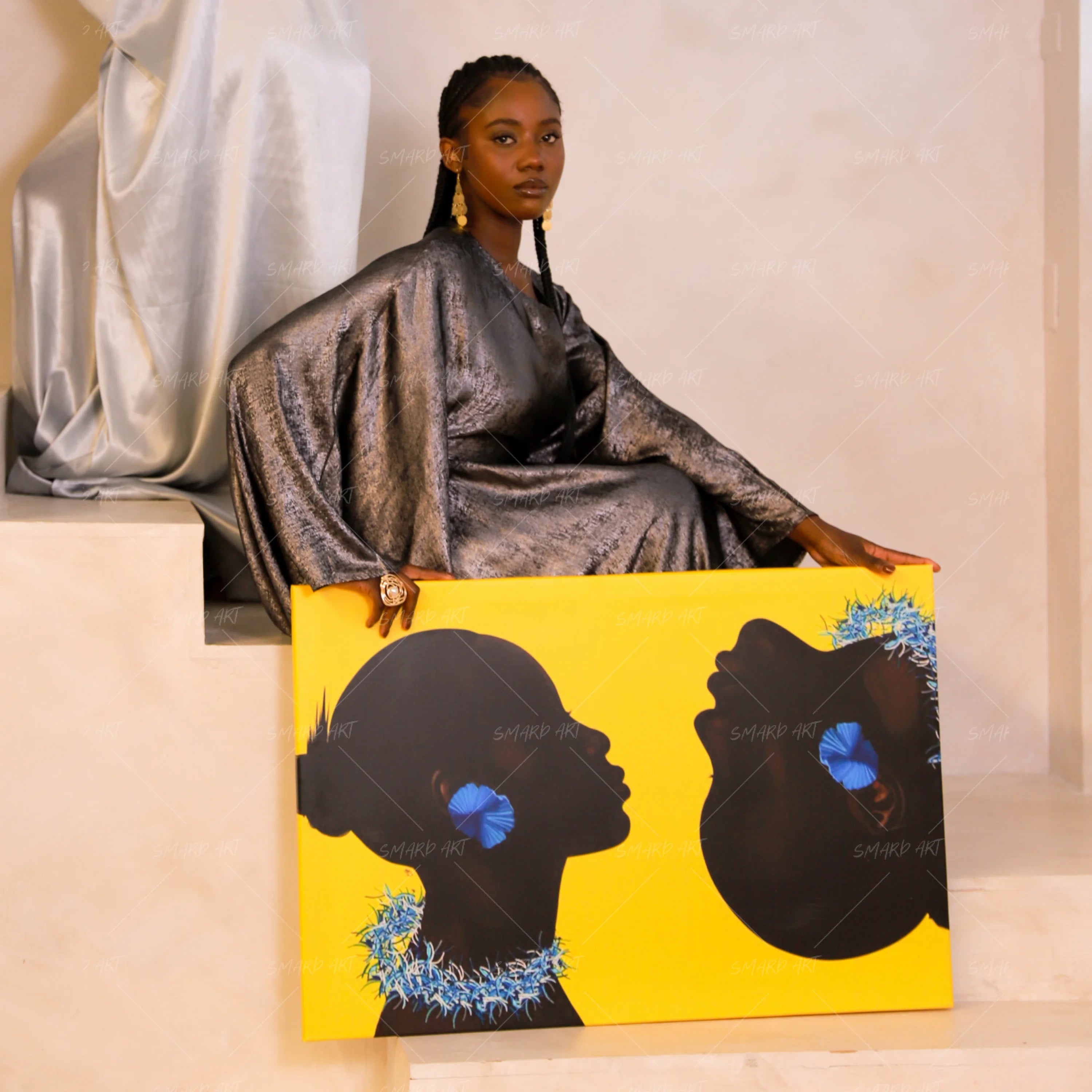 Her Reflection-wall art print featuring decorative artistic design suitable for living rooms, offices, and schools by SmardArt. Elevate your space with Black wall art that speaks to culture, identity, and creativity. At Smard, we celebrate artistry made with melanin, bringing powerful and inspiring designs to life.