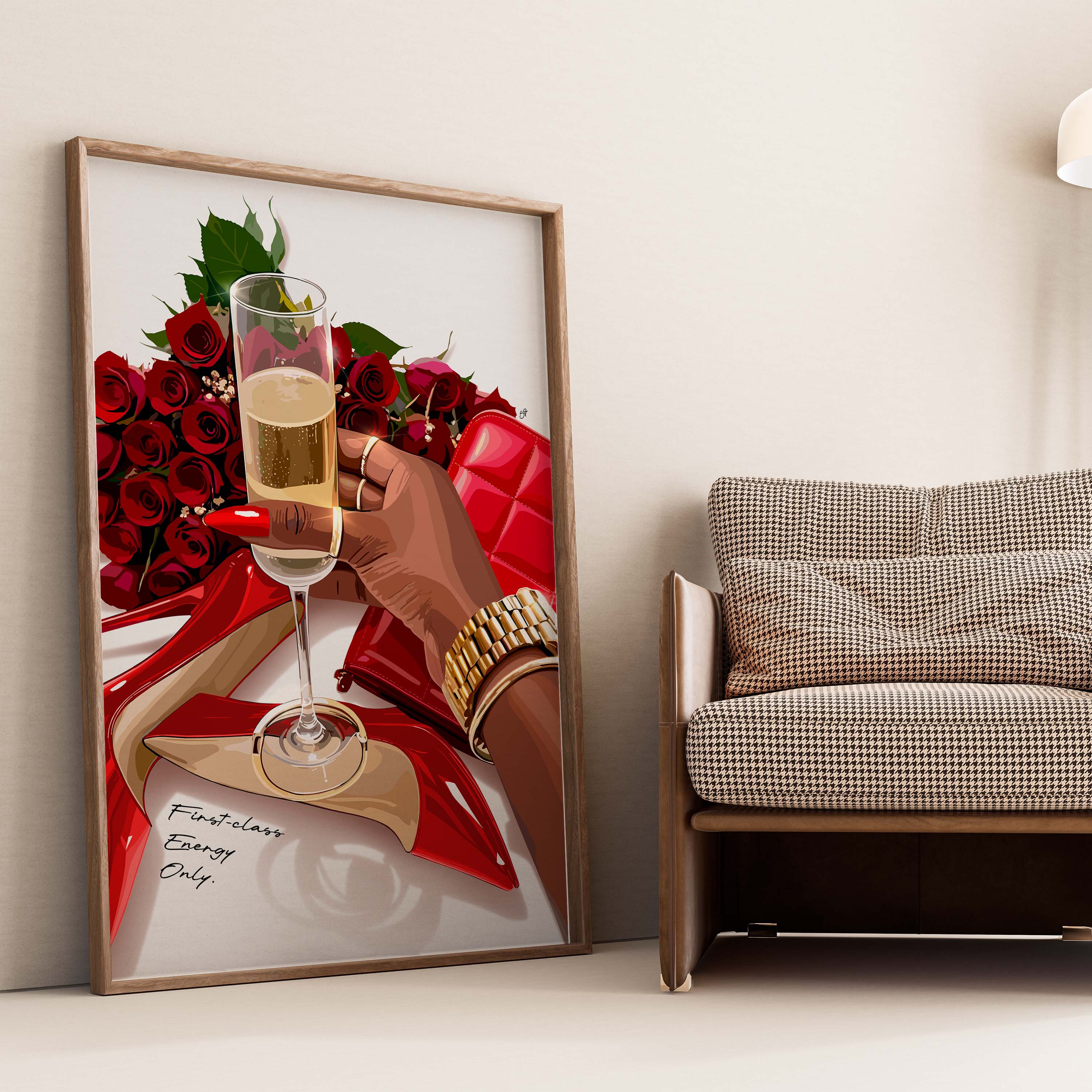 First-Class Energy Only-wall art print featuring decorative artistic design suitable for living rooms, offices, and schools by SmardArt. Elevate your space with Black wall art that speaks to culture, identity, and creativity. At Smard, we celebrate artistry made with melanin, bringing powerful and inspiring designs to life.