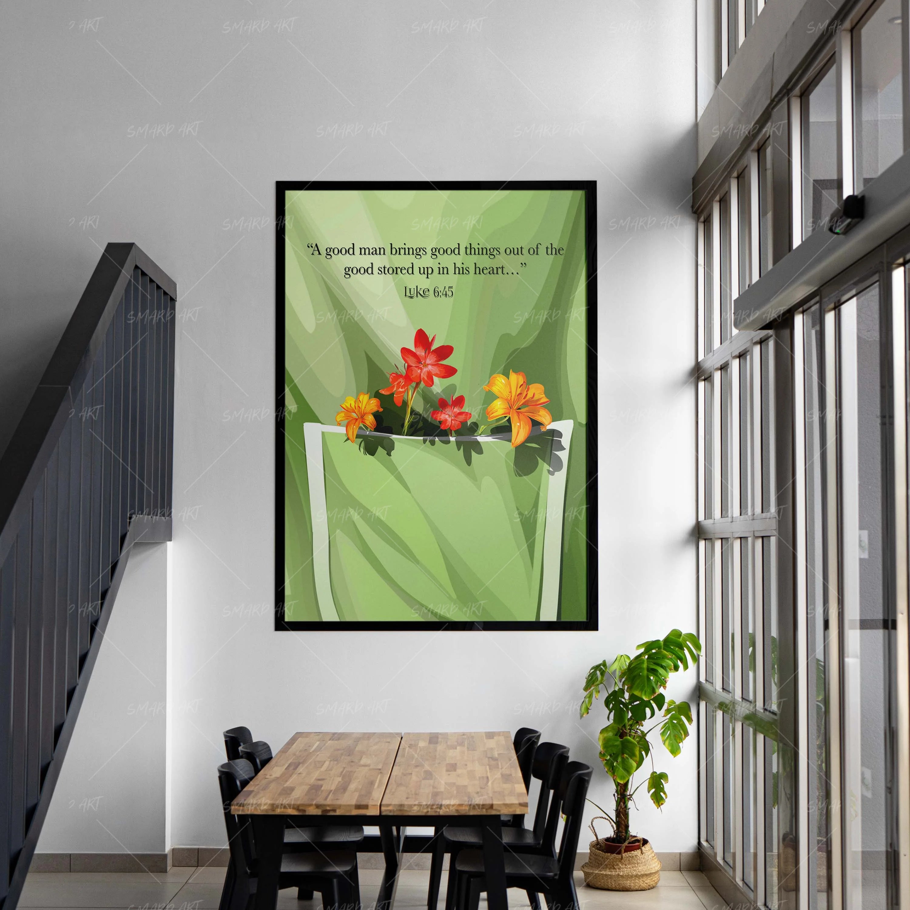 Luke 6:45-wall art print featuring decorative artistic design suitable for living rooms, offices, and schools by SmardArt. Elevate your space with Black wall art that speaks to culture, identity, and creativity. At Smard, we celebrate artistry made with melanin, bringing powerful and inspiring designs to life.