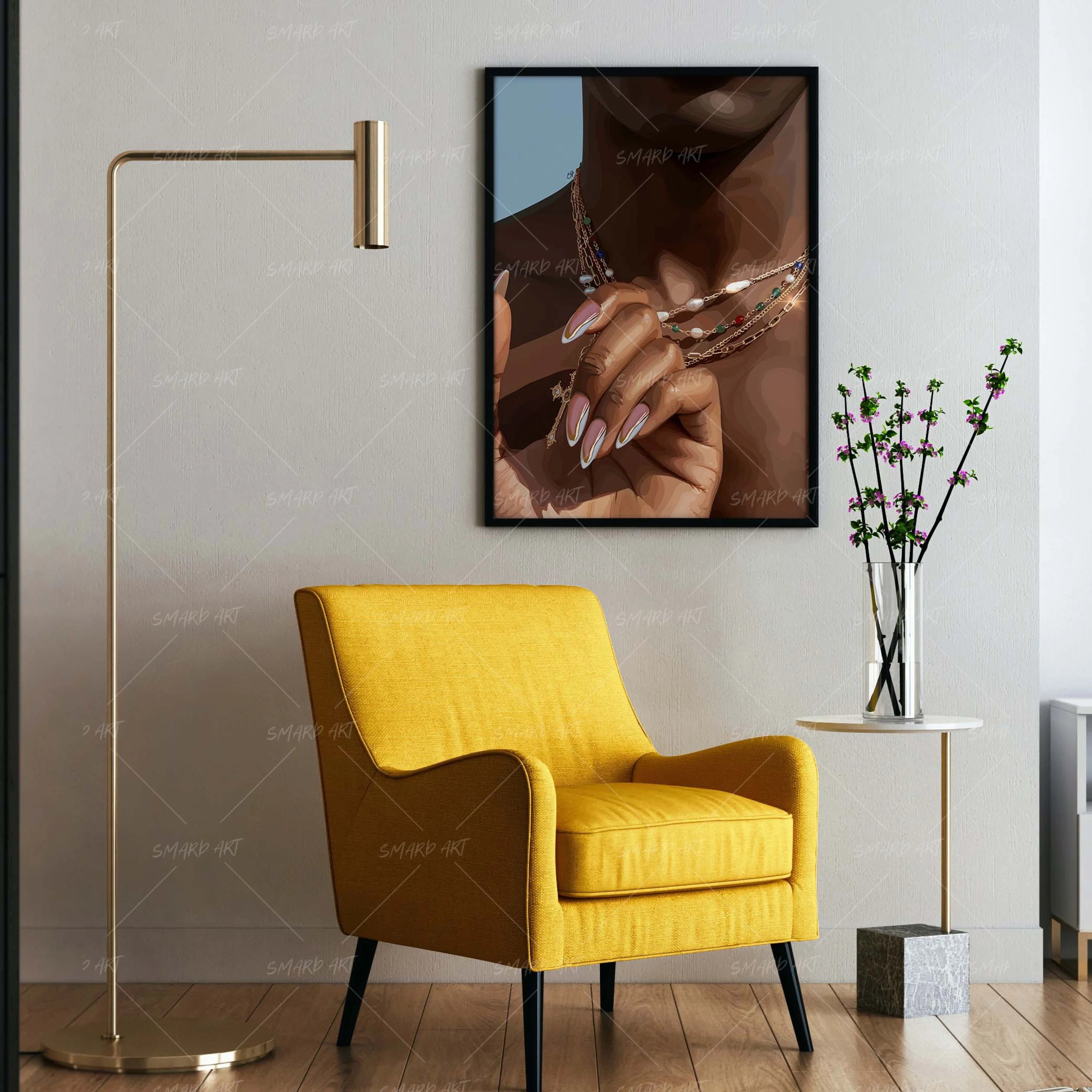 Hooked On Him-wall art print featuring decorative artistic design suitable for living rooms, offices, and schools by SmardArt. Elevate your space with Black wall art that speaks to culture, identity, and creativity. At Smard, we celebrate artistry made with melanin, bringing powerful and inspiring designs to life.