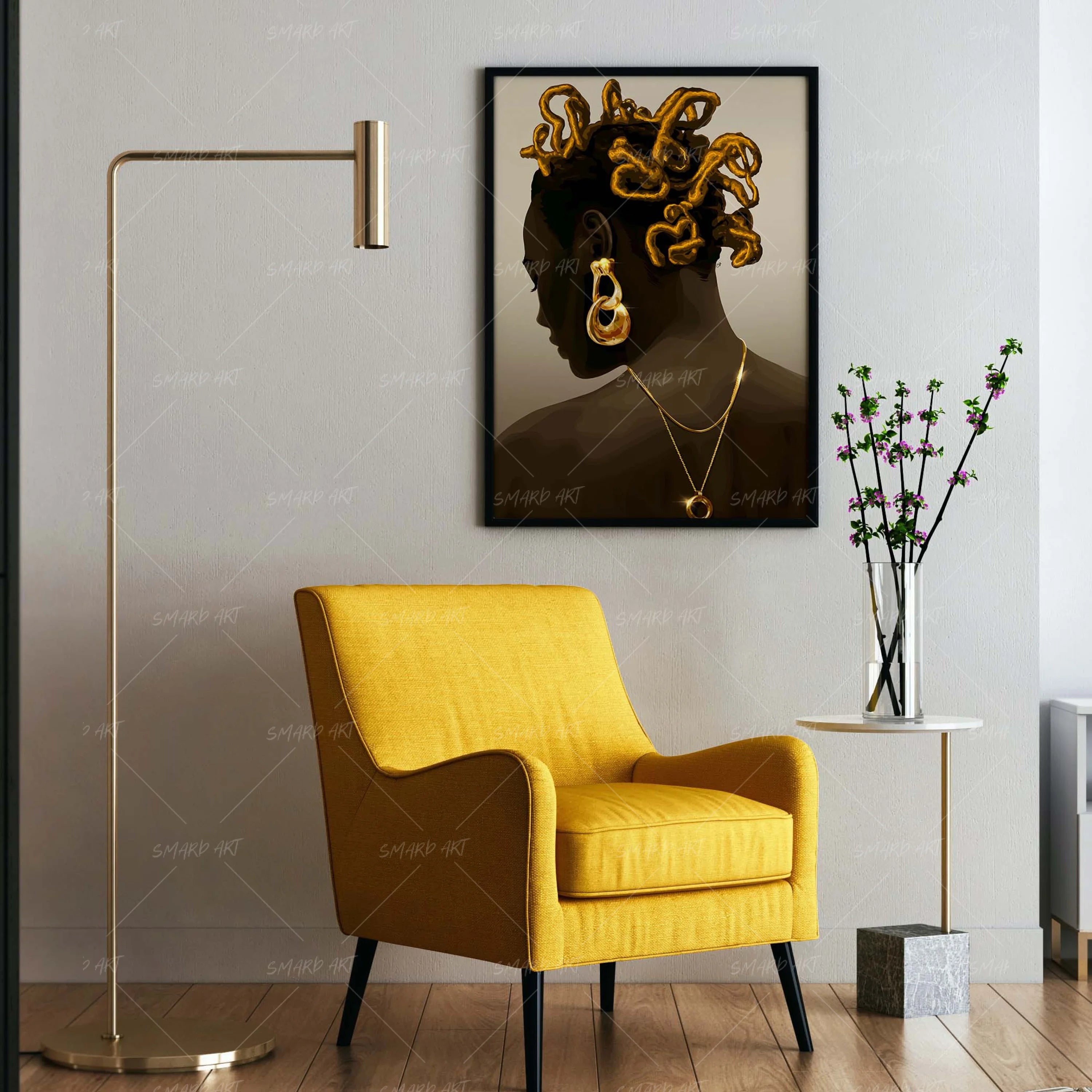 Threaded Grace-wall art print featuring decorative artistic design suitable for living rooms, offices, and schools by SmardArt. Elevate your space with Black wall art that speaks to culture, identity, and creativity. At Smard, we celebrate artistry made with melanin, bringing powerful and inspiring designs to life.
