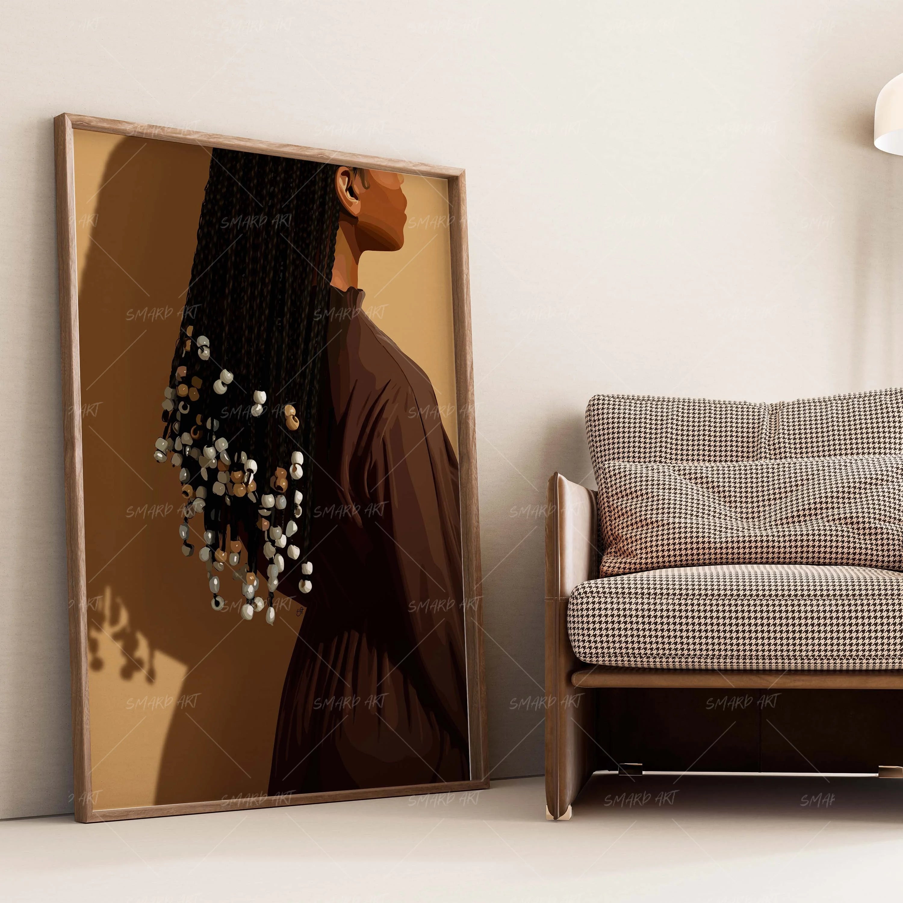 Beaded Beauty IV-wall art print featuring decorative artistic design suitable for living rooms, offices, and schools by SmardArt. Elevate your space with Black wall art that speaks to culture, identity, and creativity. At Smard, we celebrate artistry made with melanin, bringing powerful and inspiring designs to life.
