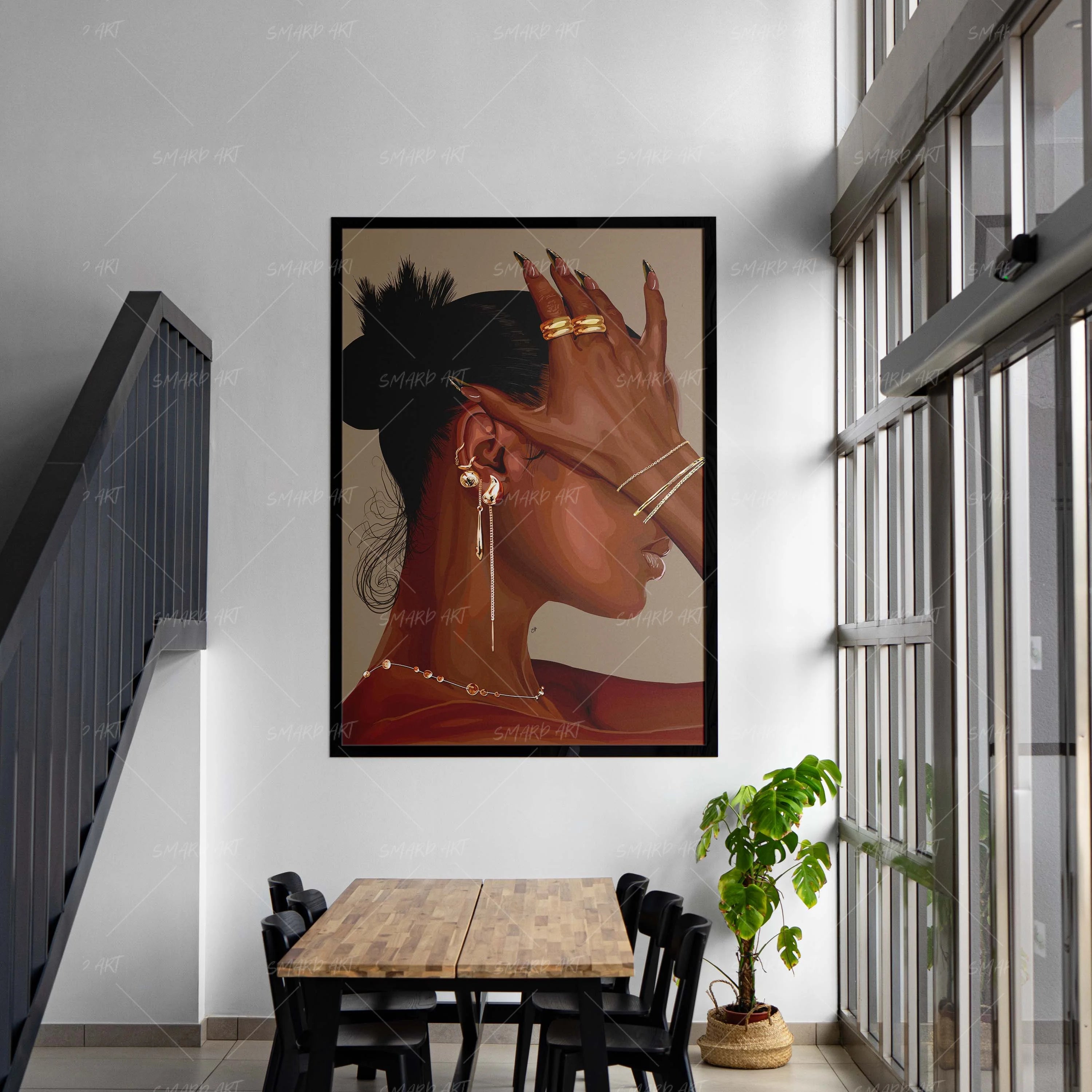 Faceless Flex-wall art print featuring decorative artistic design suitable for living rooms, offices, and schools by SmardArt. Elevate your space with Black wall art that speaks to culture, identity, and creativity. At Smard, we celebrate artistry made with melanin, bringing powerful and inspiring designs to life.