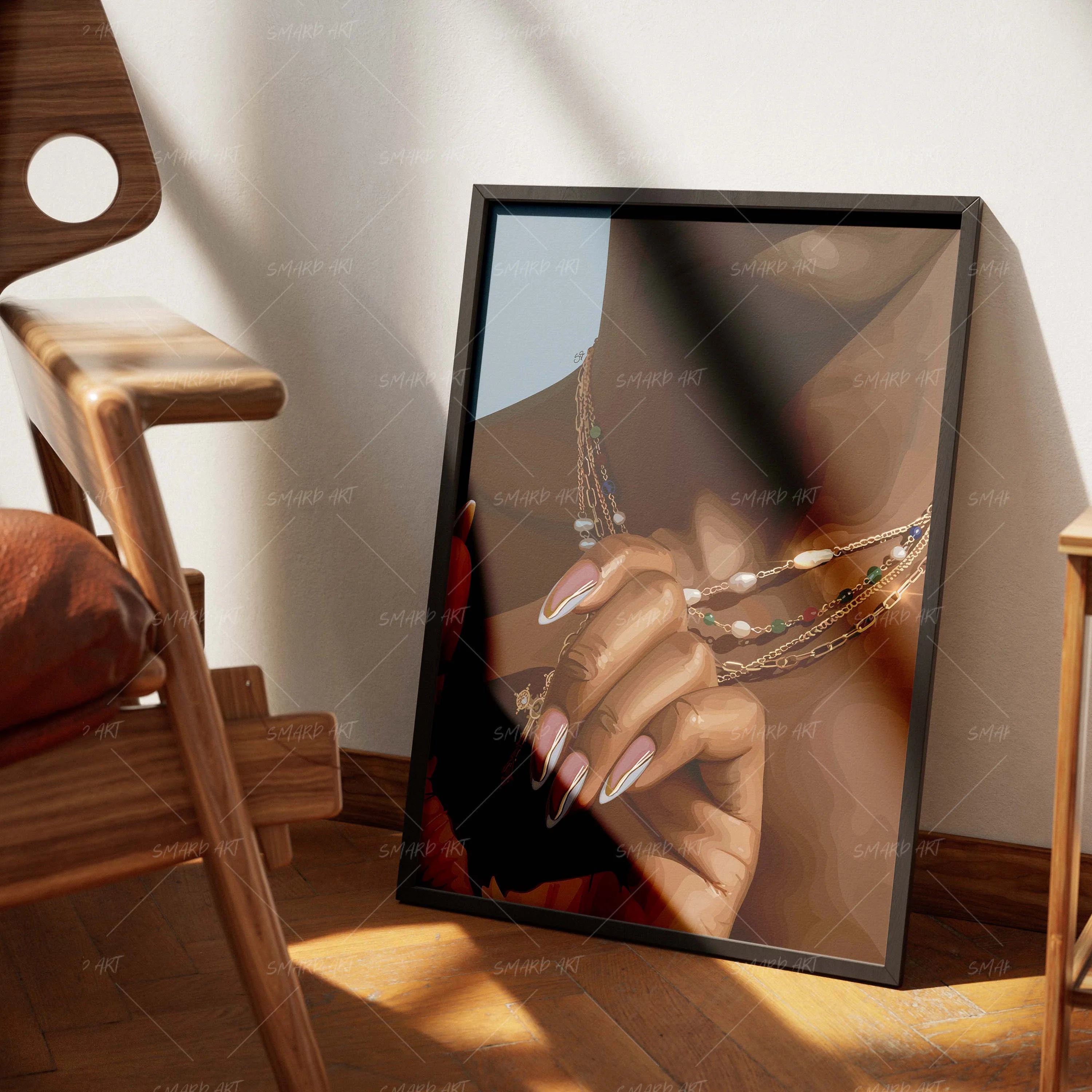 Hooked On Him-wall art print featuring decorative artistic design suitable for living rooms, offices, and schools by SmardArt. Elevate your space with Black wall art that speaks to culture, identity, and creativity. At Smard, we celebrate artistry made with melanin, bringing powerful and inspiring designs to life.
