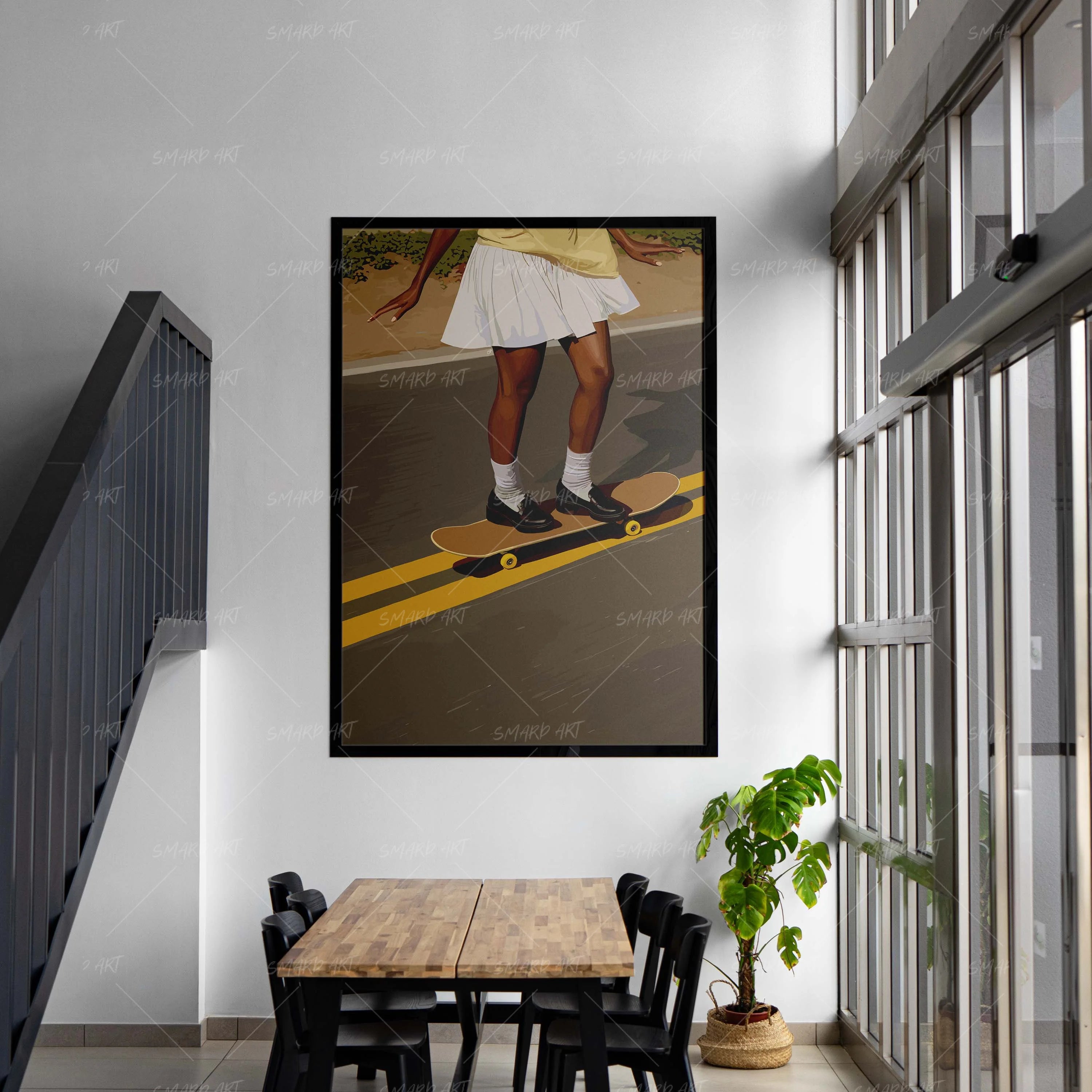 Slide In Style-wall art print featuring decorative artistic design suitable for living rooms, offices, and schools by SmardArt. Elevate your space with Black wall art that speaks to culture, identity, and creativity. At Smard, we celebrate artistry made with melanin, bringing powerful and inspiring designs to life.