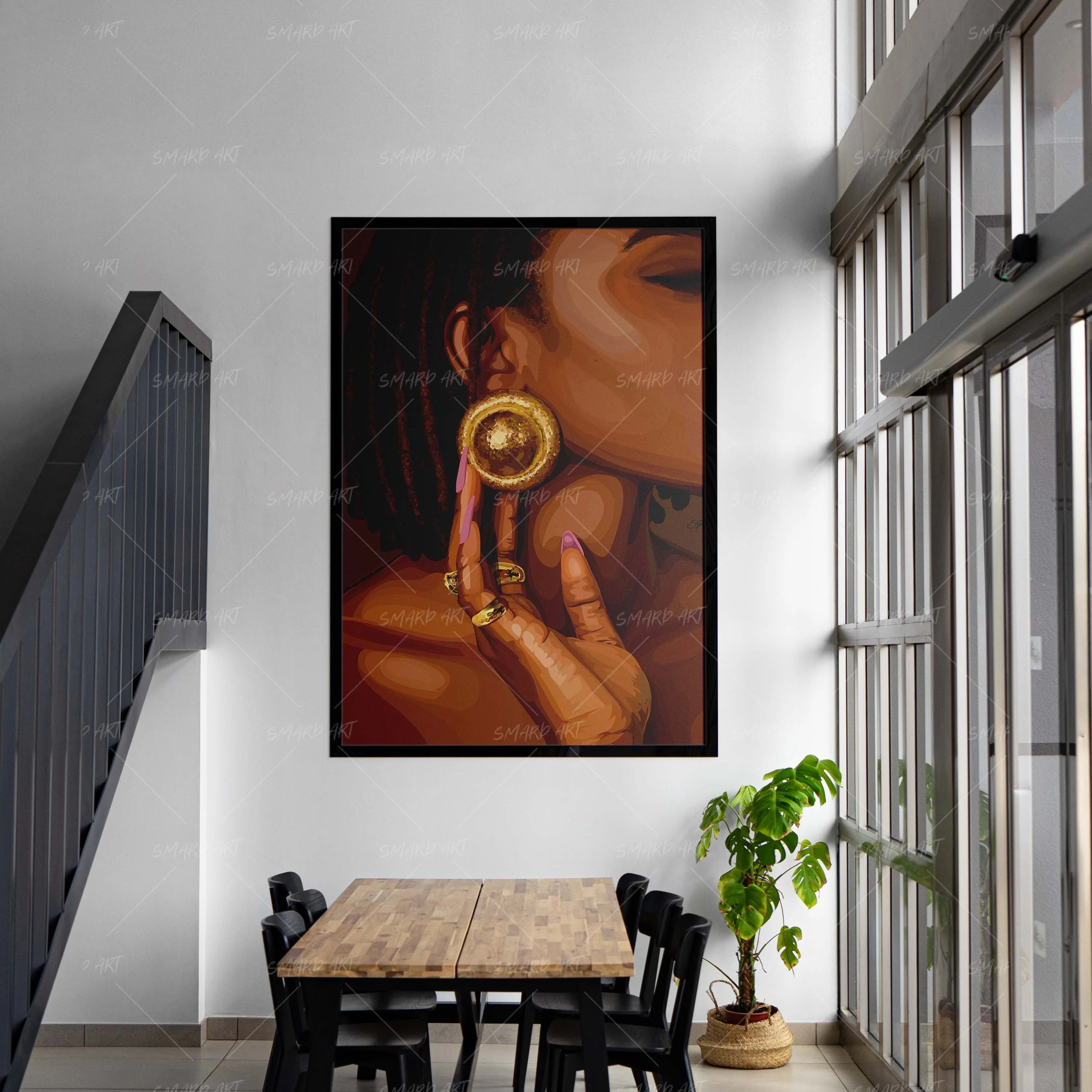 Bold Lobe-wall art print featuring decorative artistic design suitable for living rooms, offices, and schools by SmardArt. Elevate your space with Black wall art that speaks to culture, identity, and creativity. At Smard, we celebrate artistry made with melanin, bringing powerful and inspiring designs to life.