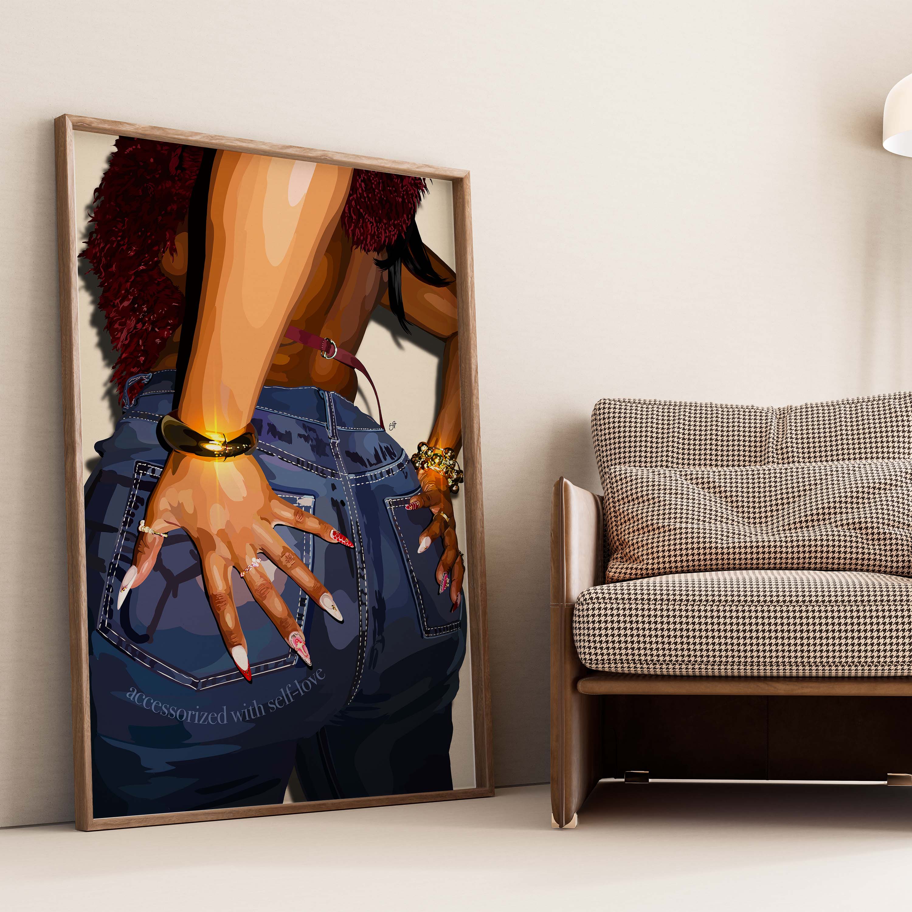 With Self-Love-wall art print featuring decorative artistic design suitable for living rooms, offices, and schools by SmardArt. Elevate your space with Black wall art that speaks to culture, identity, and creativity. At Smard, we celebrate artistry made with melanin, bringing powerful and inspiring designs to life.