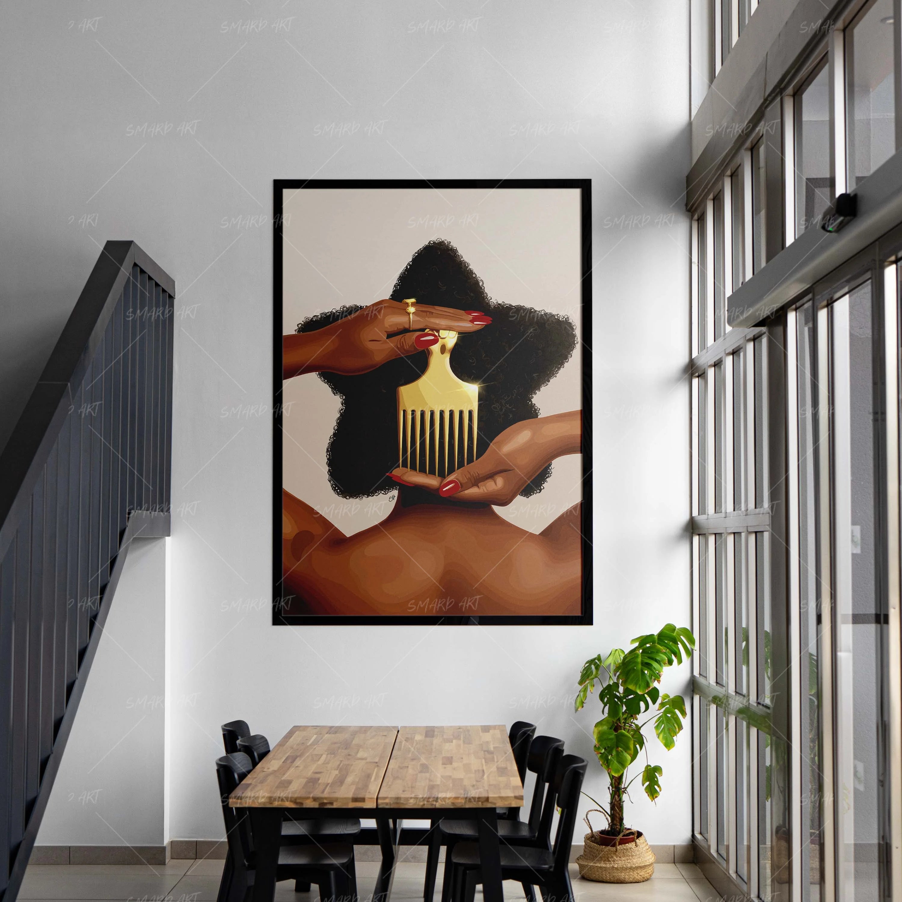 Cosmic Crown-wall art print featuring decorative artistic design suitable for living rooms, offices, and schools by SmardArt. Elevate your space with Black wall art that speaks to culture, identity, and creativity. At Smard, we celebrate artistry made with melanin, bringing powerful and inspiring designs to life.