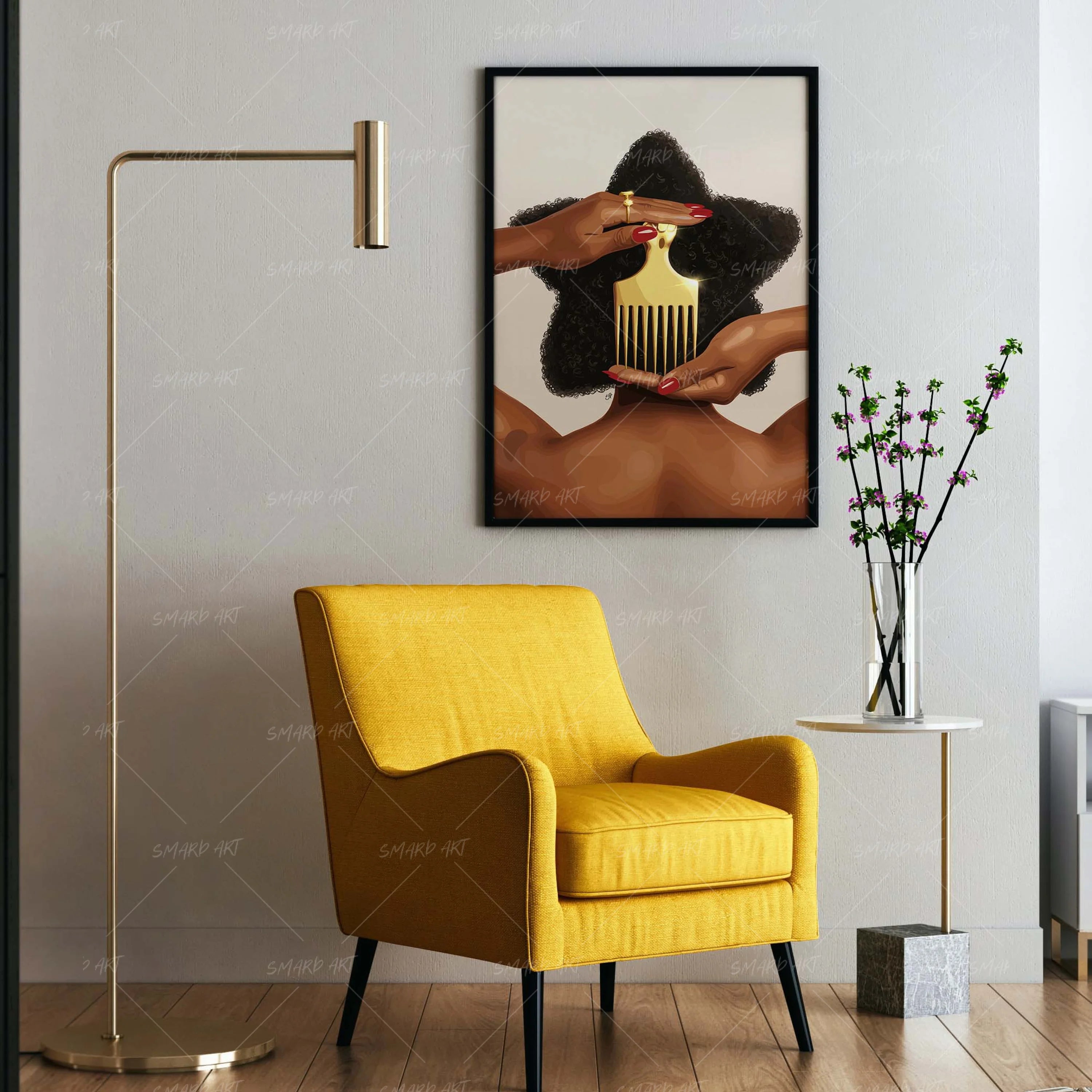 Cosmic Crown-wall art print featuring decorative artistic design suitable for living rooms, offices, and schools by SmardArt. Elevate your space with Black wall art that speaks to culture, identity, and creativity. At Smard, we celebrate artistry made with melanin, bringing powerful and inspiring designs to life.