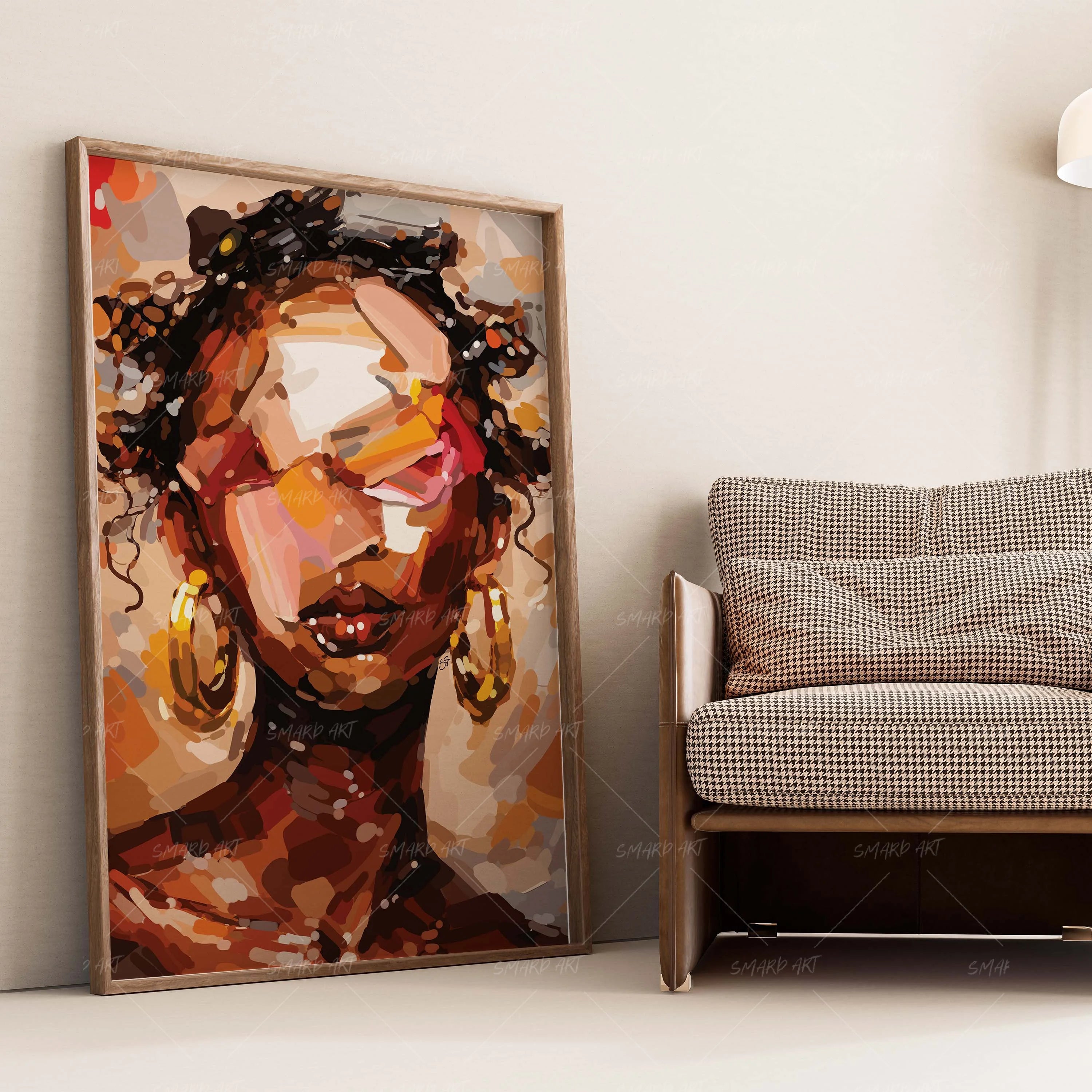Abstract Beauty-wall art print featuring decorative artistic design suitable for living rooms, offices, and schools by SmardArt. Elevate your space with Black wall art that speaks to culture, identity, and creativity. At Smard, we celebrate artistry made with melanin, bringing powerful and inspiring designs to life.