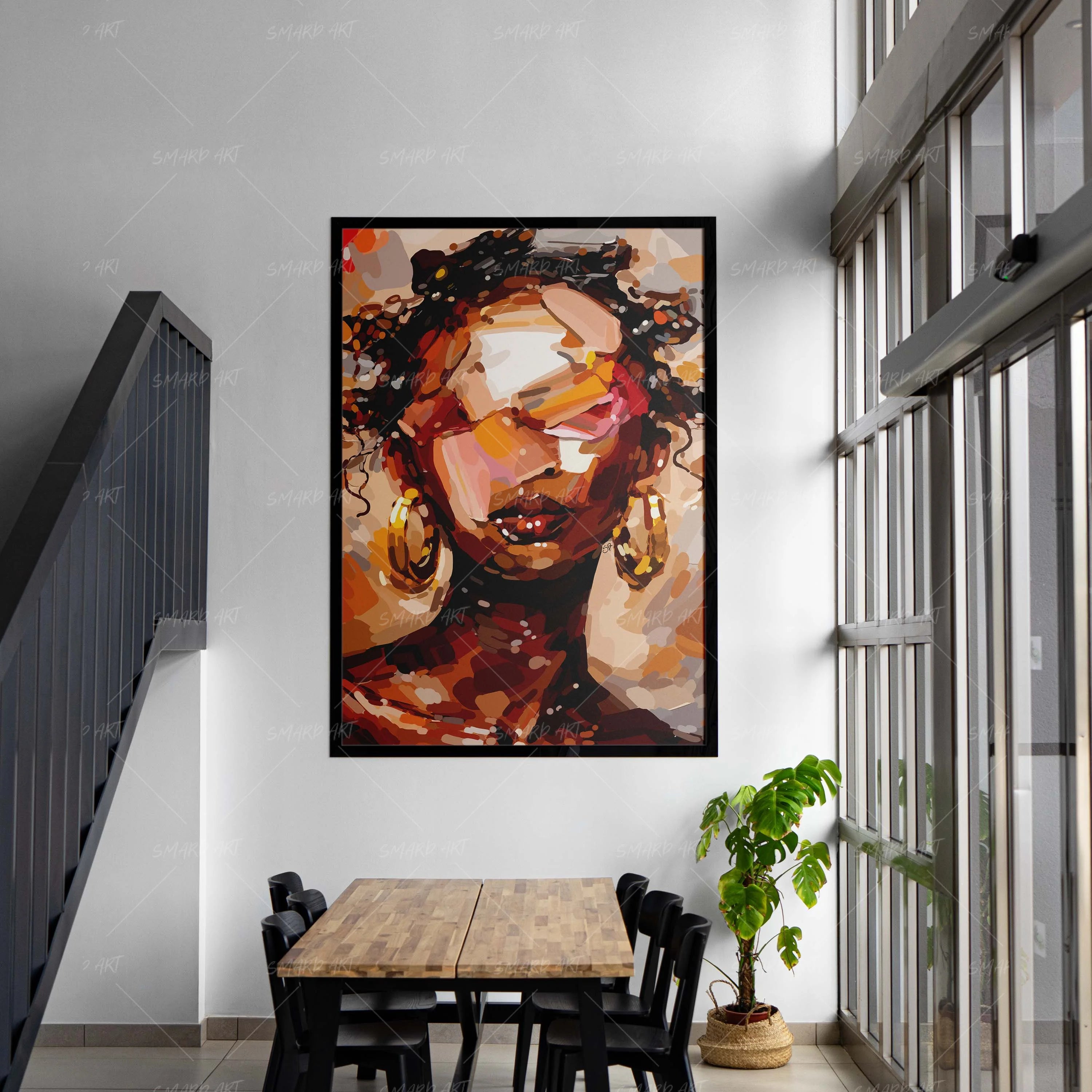 Abstract Beauty-wall art print featuring decorative artistic design suitable for living rooms, offices, and schools by SmardArt. Elevate your space with Black wall art that speaks to culture, identity, and creativity. At Smard, we celebrate artistry made with melanin, bringing powerful and inspiring designs to life.