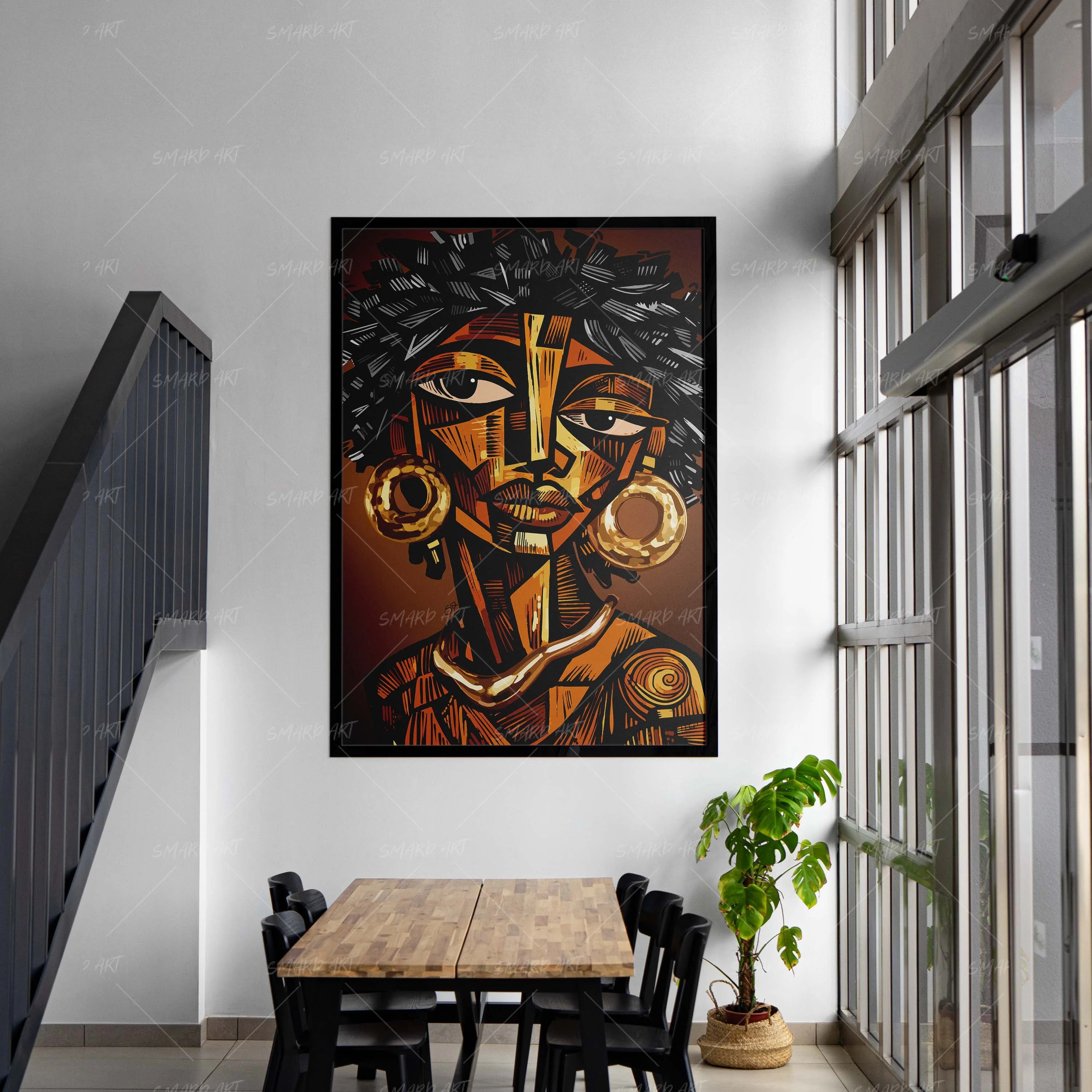 Afro Abstract-wall art print featuring decorative artistic design suitable for living rooms, offices, and schools by SmardArt. Elevate your space with Black wall art that speaks to culture, identity, and creativity. At Smard, we celebrate artistry made with melanin, bringing powerful and inspiring designs to life.