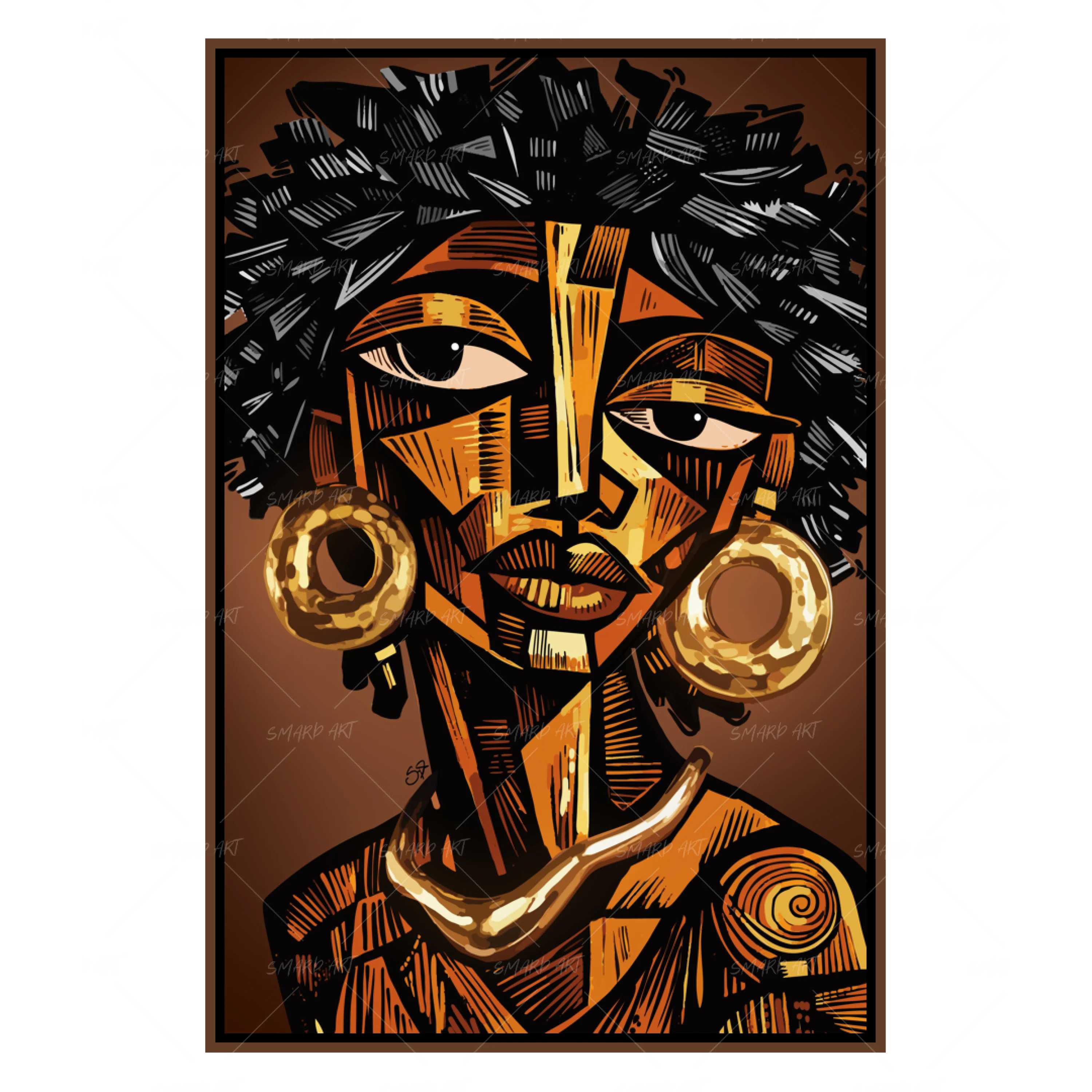 Afro Abstract-wall art print featuring decorative artistic design suitable for living rooms, offices, and schools by SmardArt. Elevate your space with Black wall art that speaks to culture, identity, and creativity. At Smard, we celebrate artistry made with melanin, bringing powerful and inspiring designs to life.