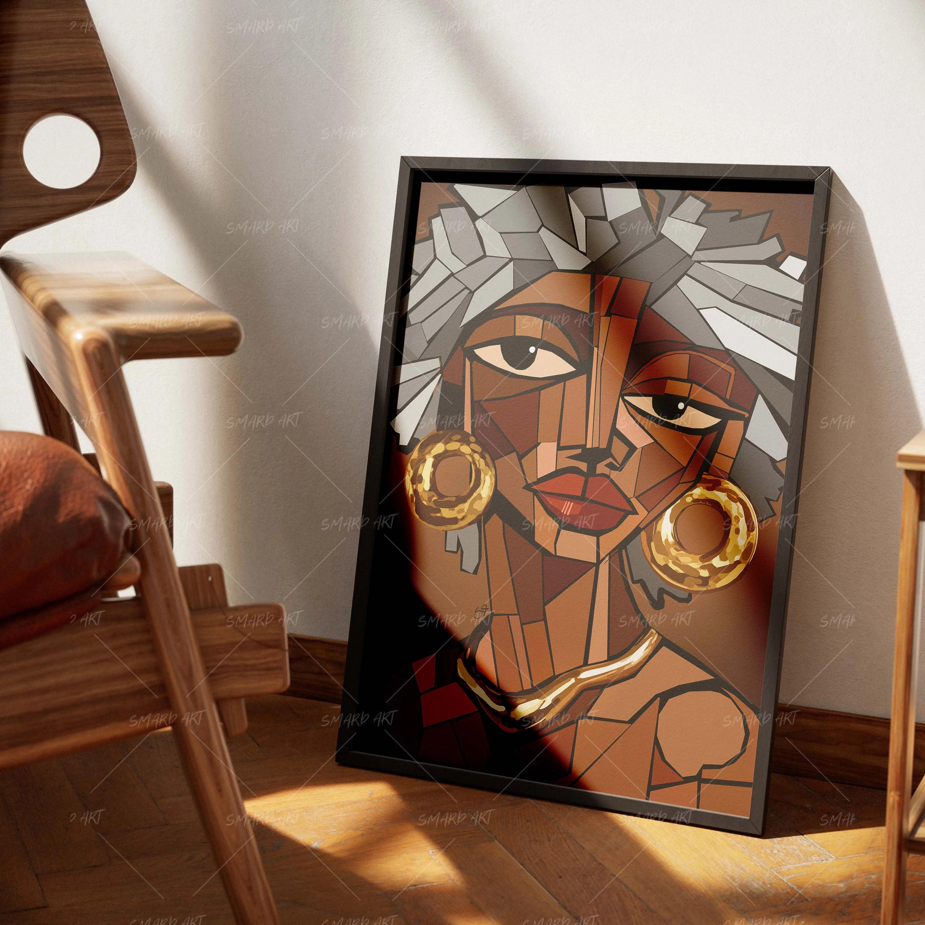 Altered Angles-wall art print featuring decorative artistic design suitable for living rooms, offices, and schools by SmardArt. Elevate your space with Black wall art that speaks to culture, identity, and creativity. At Smard, we celebrate artistry made with melanin, bringing powerful and inspiring designs to life.