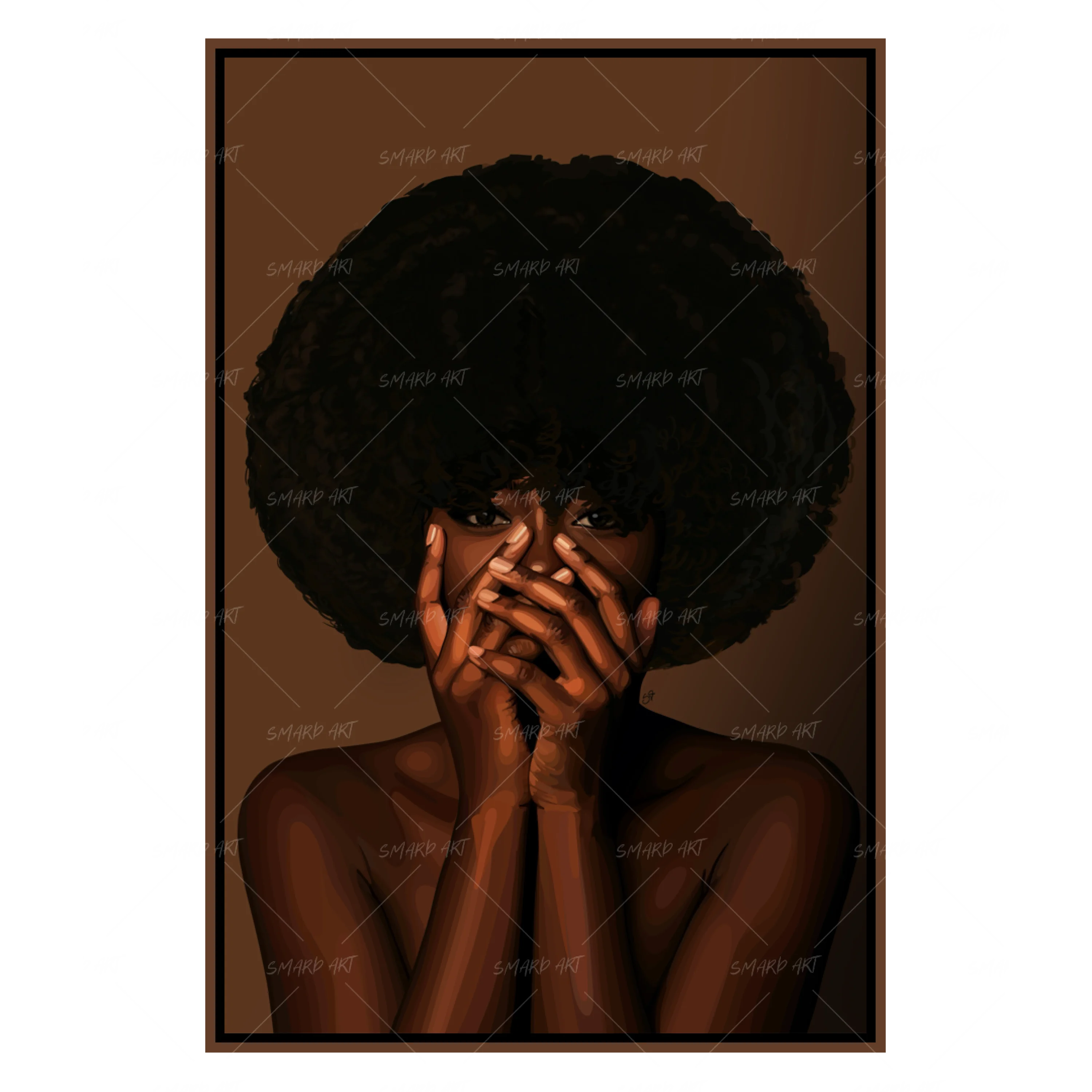 Afro Lady-wall art print featuring decorative artistic design suitable for living rooms, offices, and schools by SmardArt. Elevate your space with Black wall art that speaks to culture, identity, and creativity. At Smard, we celebrate artistry made with melanin, bringing powerful and inspiring designs to life.