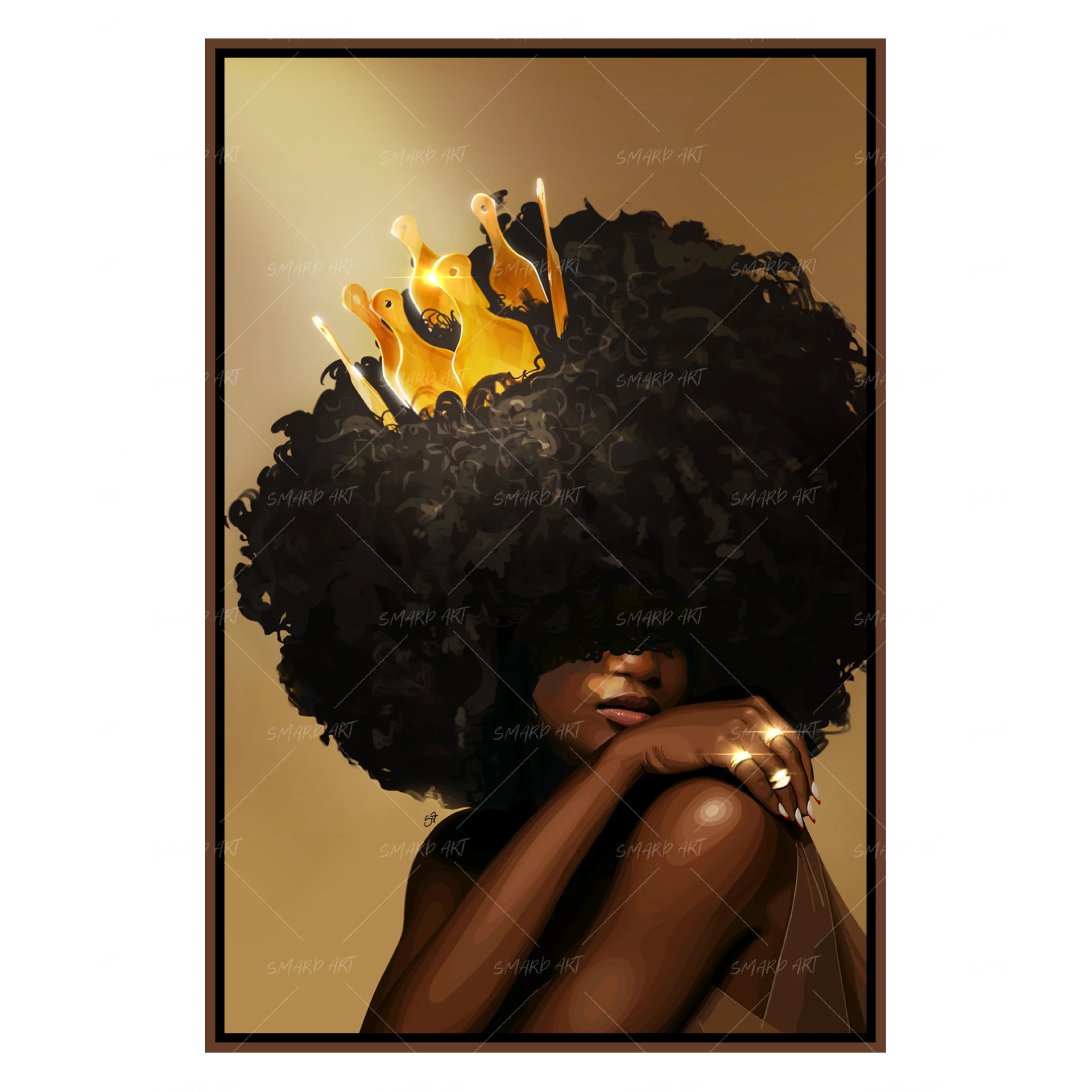 Afro Queen-wall art print featuring decorative artistic design suitable for living rooms, offices, and schools by SmardArt. Elevate your space with Black wall art that speaks to culture, identity, and creativity. At Smard, we celebrate artistry made with melanin, bringing powerful and inspiring designs to life.