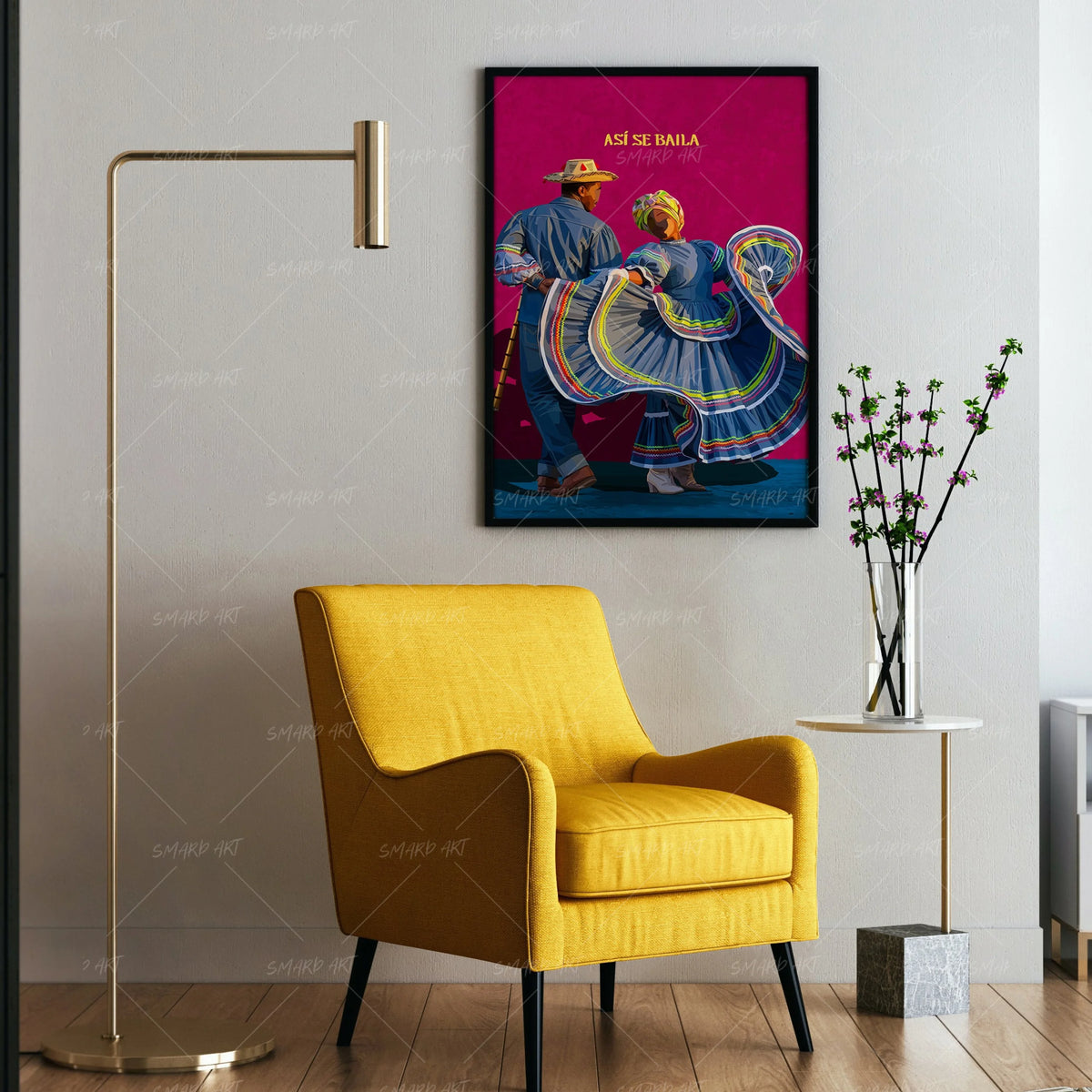Bailando-wall art print featuring decorative artistic design suitable for living rooms, offices, and schools by SmardArt. Elevate your space with Black wall art that speaks to culture, identity, and creativity. At Smard, we celebrate artistry made with melanin, bringing powerful and inspiring designs to life.