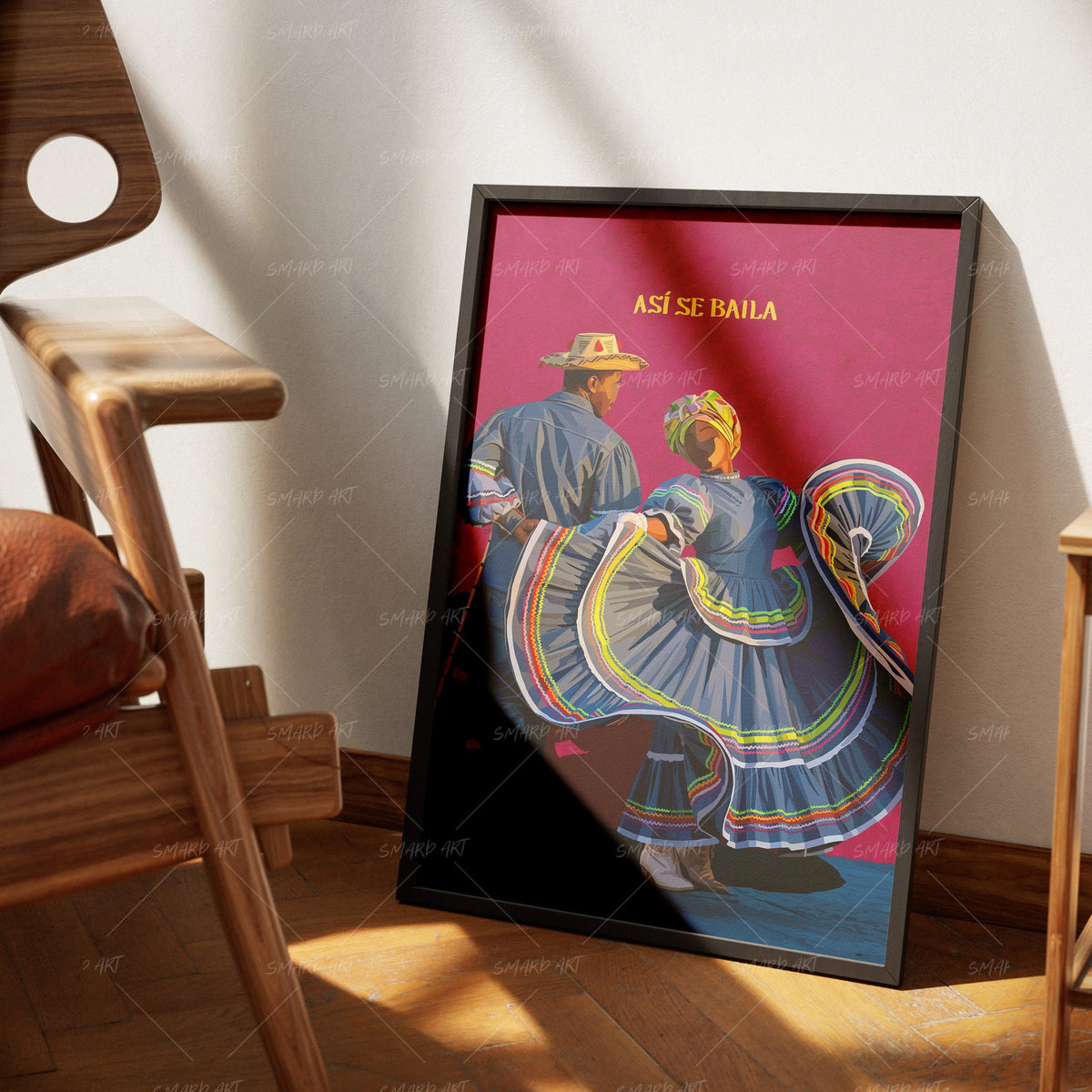 Bailando-wall art print featuring decorative artistic design suitable for living rooms, offices, and schools by SmardArt. Elevate your space with Black wall art that speaks to culture, identity, and creativity. At Smard, we celebrate artistry made with melanin, bringing powerful and inspiring designs to life.
