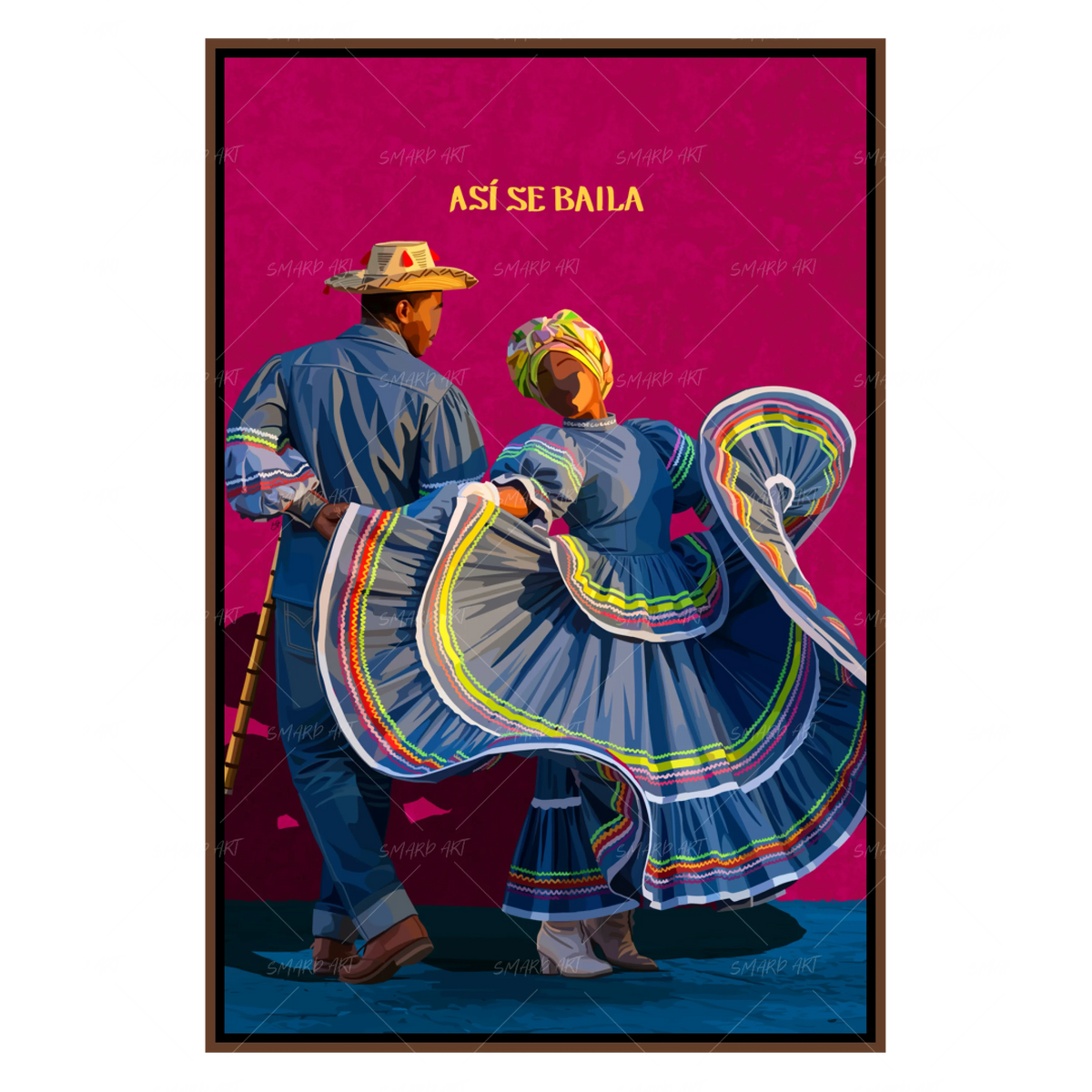 Bailando-wall art print featuring decorative artistic design suitable for living rooms, offices, and schools by SmardArt. Elevate your space with Black wall art that speaks to culture, identity, and creativity. At Smard, we celebrate artistry made with melanin, bringing powerful and inspiring designs to life.