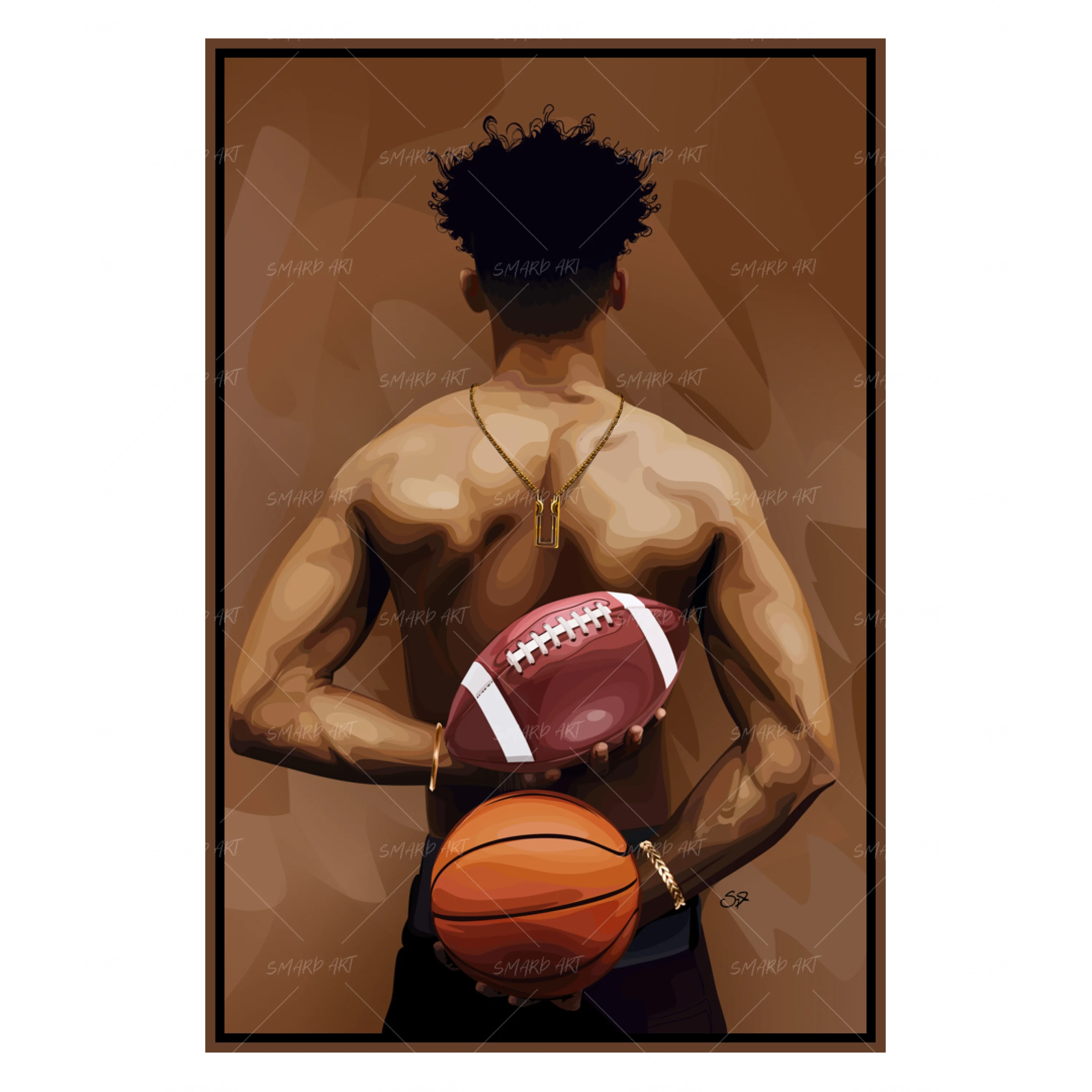 Ball Control-wall art print featuring decorative artistic design suitable for living rooms, offices, and schools by SmardArt. Elevate your space with Black wall art that speaks to culture, identity, and creativity. At Smard, we celebrate artistry made with melanin, bringing powerful and inspiring designs to life.