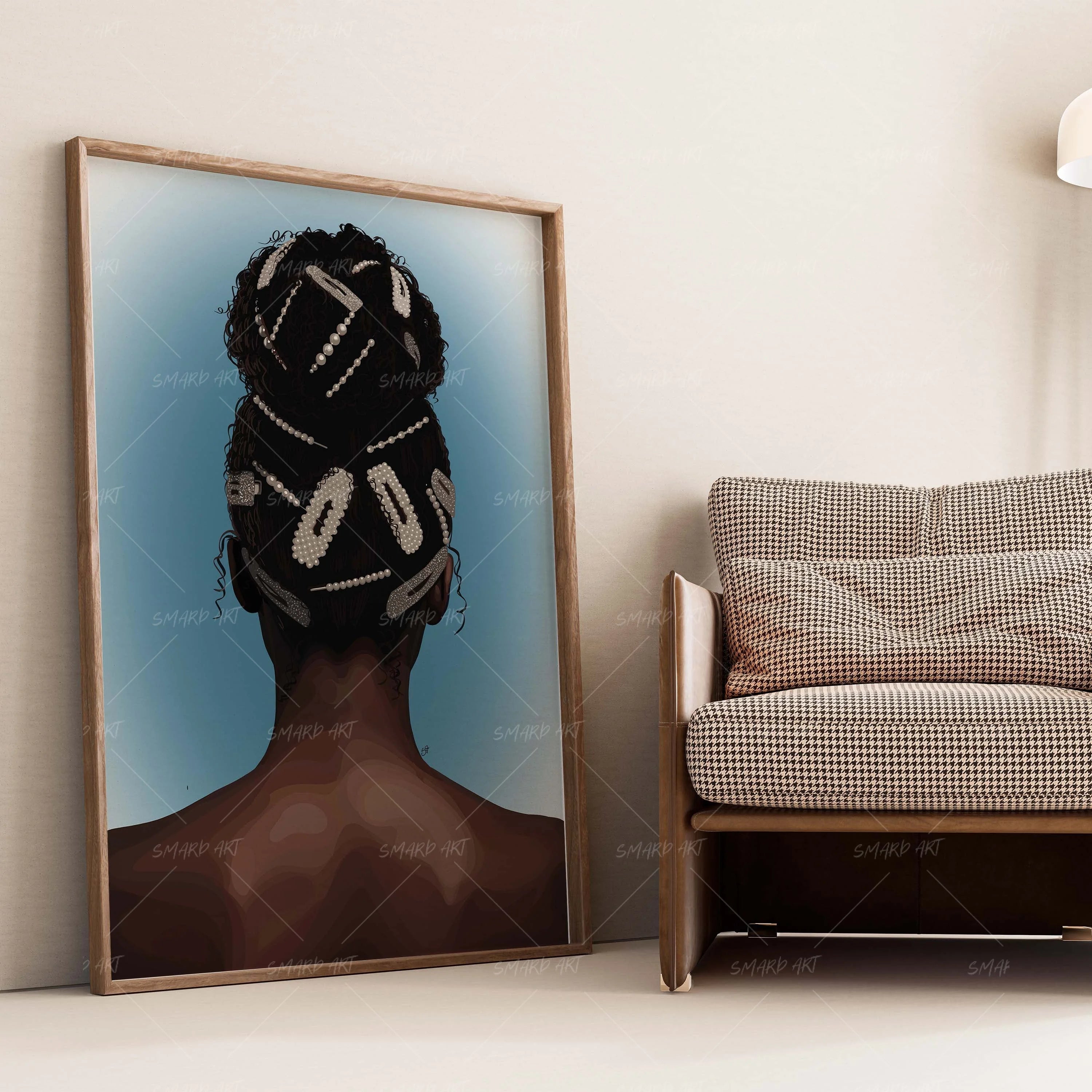 Barette Babe-wall art print featuring decorative artistic design suitable for living rooms, offices, and schools by SmardArt. Elevate your space with Black wall art that speaks to culture, identity, and creativity. At Smard, we celebrate artistry made with melanin, bringing powerful and inspiring designs to life.