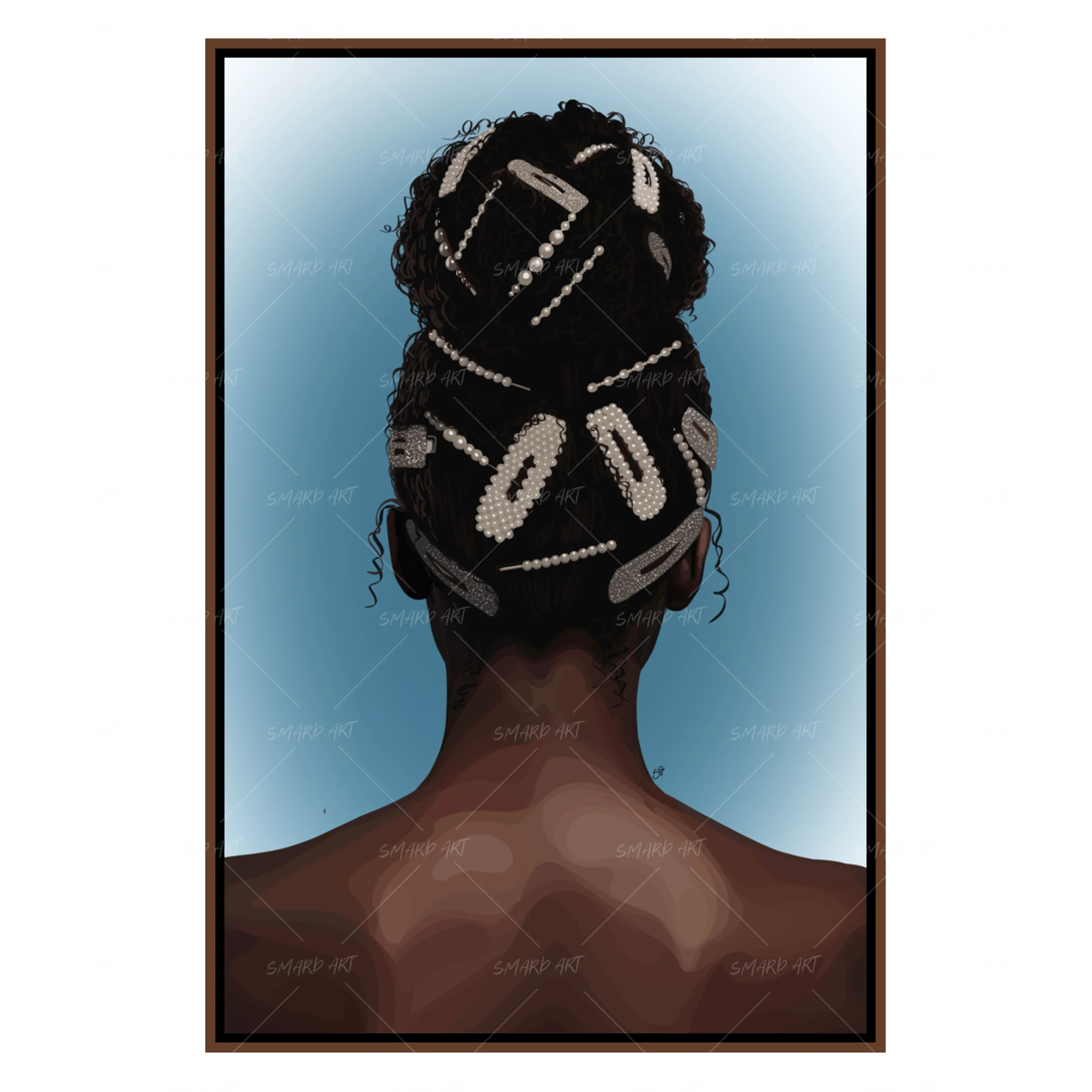 Barette Babe-wall art print featuring decorative artistic design suitable for living rooms, offices, and schools by SmardArt. Elevate your space with Black wall art that speaks to culture, identity, and creativity. At Smard, we celebrate artistry made with melanin, bringing powerful and inspiring designs to life.