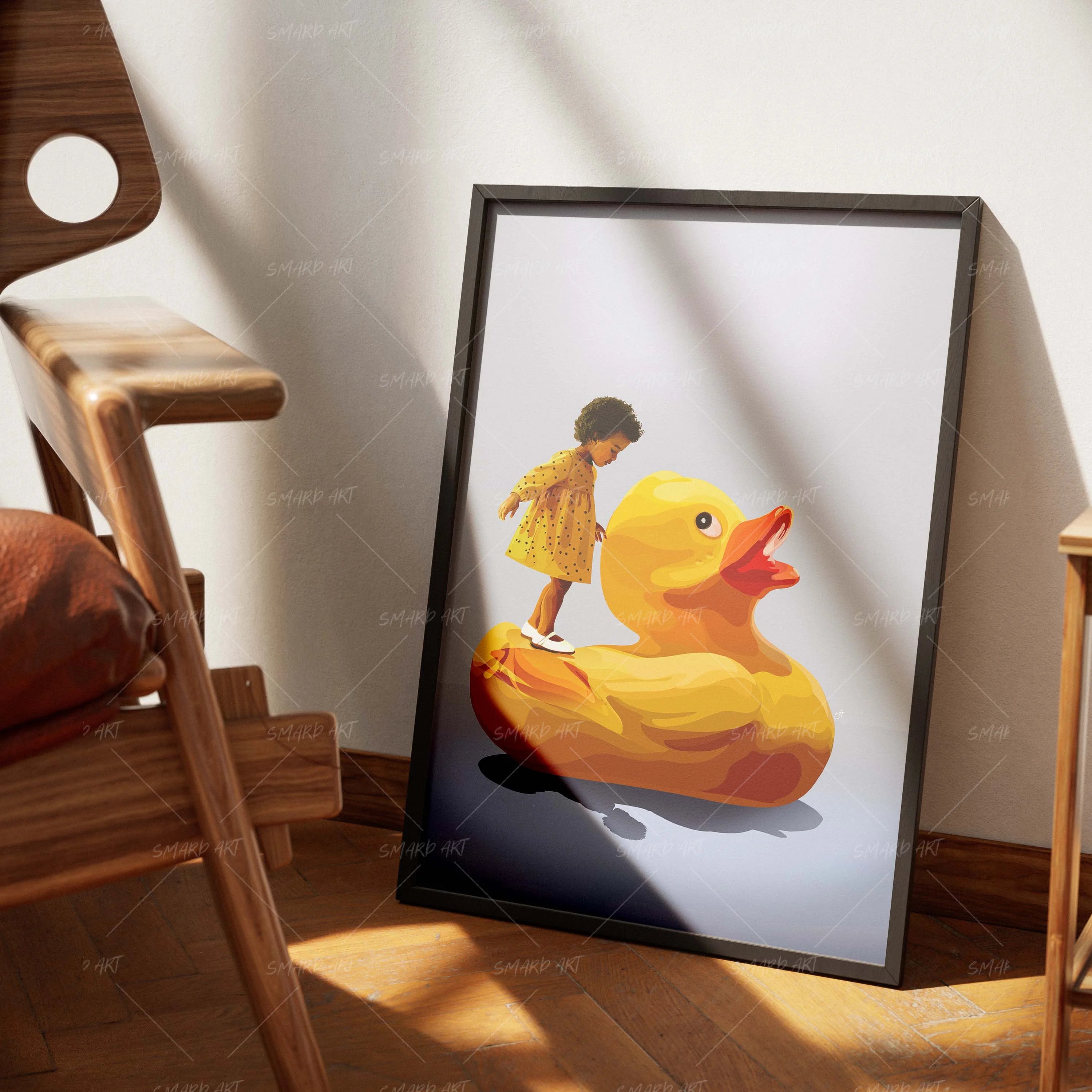 Bathtime Hero-wall art print featuring decorative artistic design suitable for living rooms, offices, and schools by SmardArt. Elevate your space with Black wall art that speaks to culture, identity, and creativity. At Smard, we celebrate artistry made with melanin, bringing powerful and inspiring designs to life.
