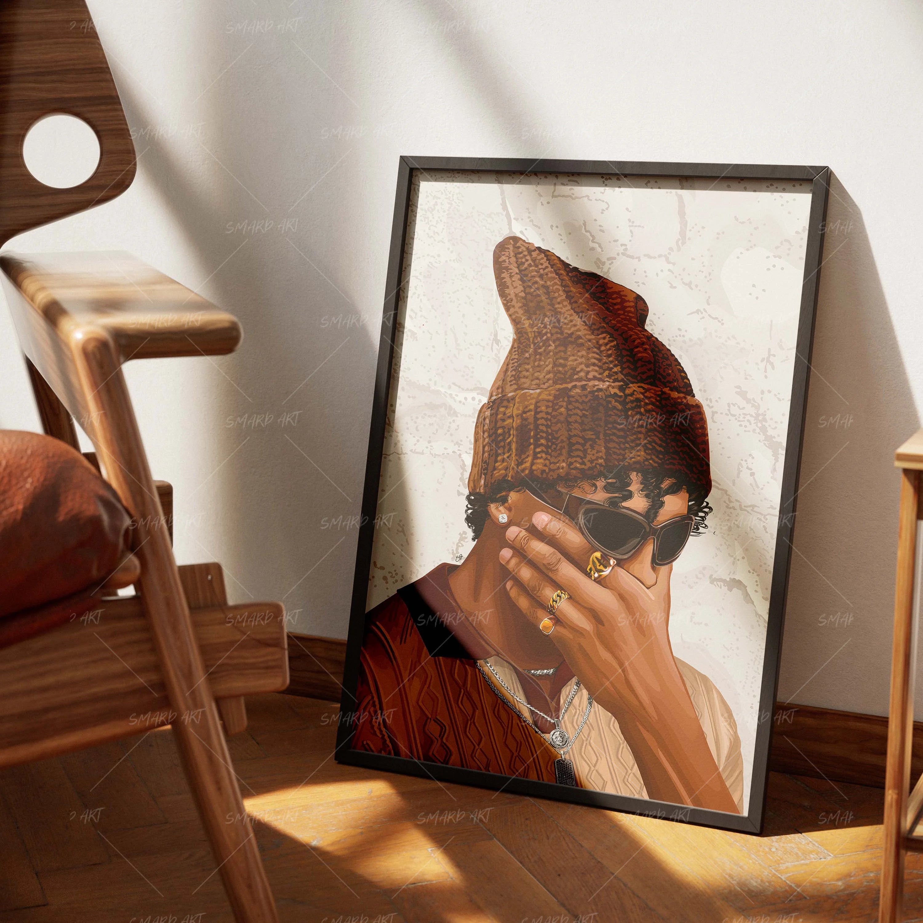 Beanied Up-wall art print featuring decorative artistic design suitable for living rooms, offices, and schools by SmardArt. Elevate your space with Black wall art that speaks to culture, identity, and creativity. At Smard, we celebrate artistry made with melanin, bringing powerful and inspiring designs to life.