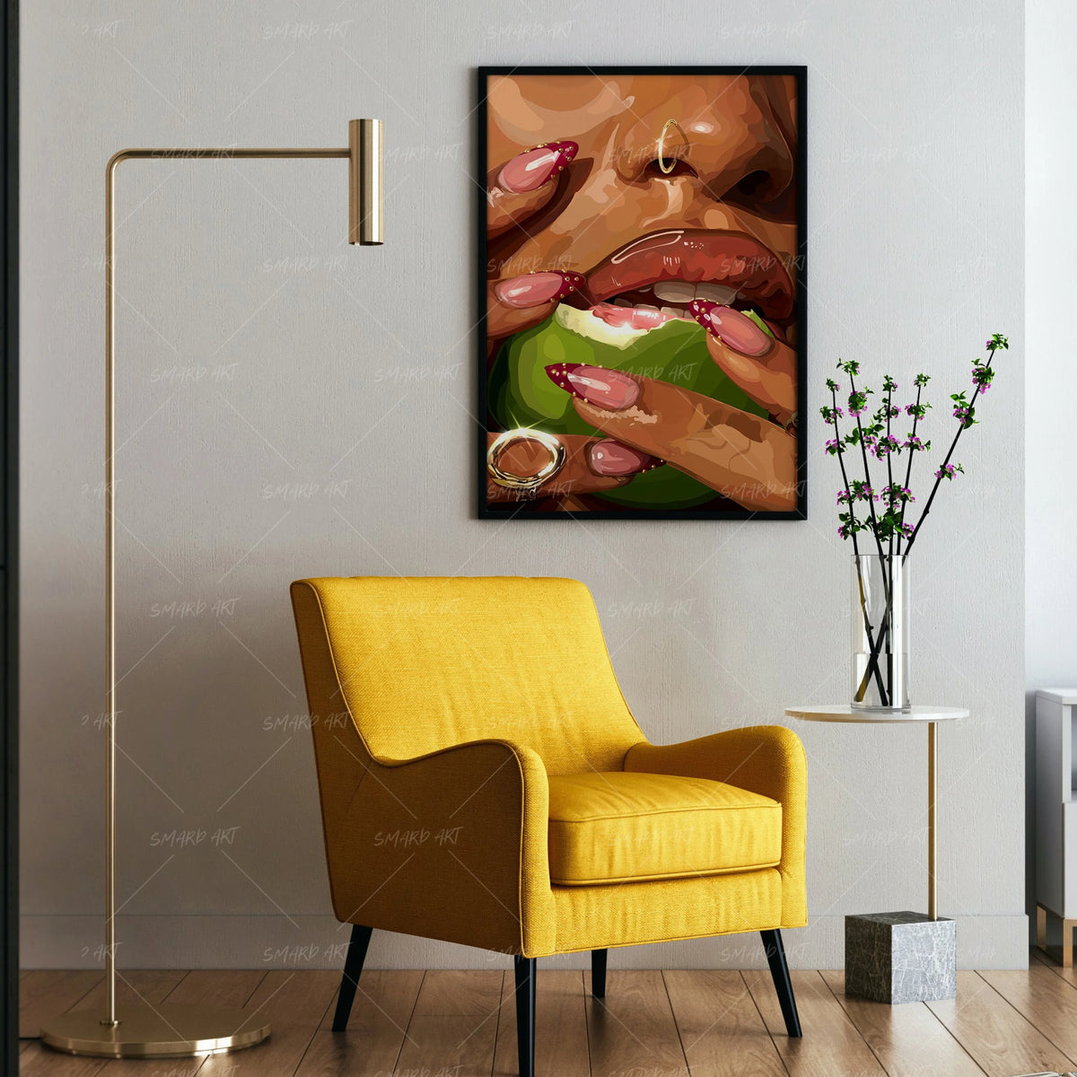 Beautiful Bite-wall art print featuring decorative artistic design suitable for living rooms, offices, and schools by SmardArt. Elevate your space with Black wall art that speaks to culture, identity, and creativity. At Smard, we celebrate artistry made with melanin, bringing powerful and inspiring designs to life.