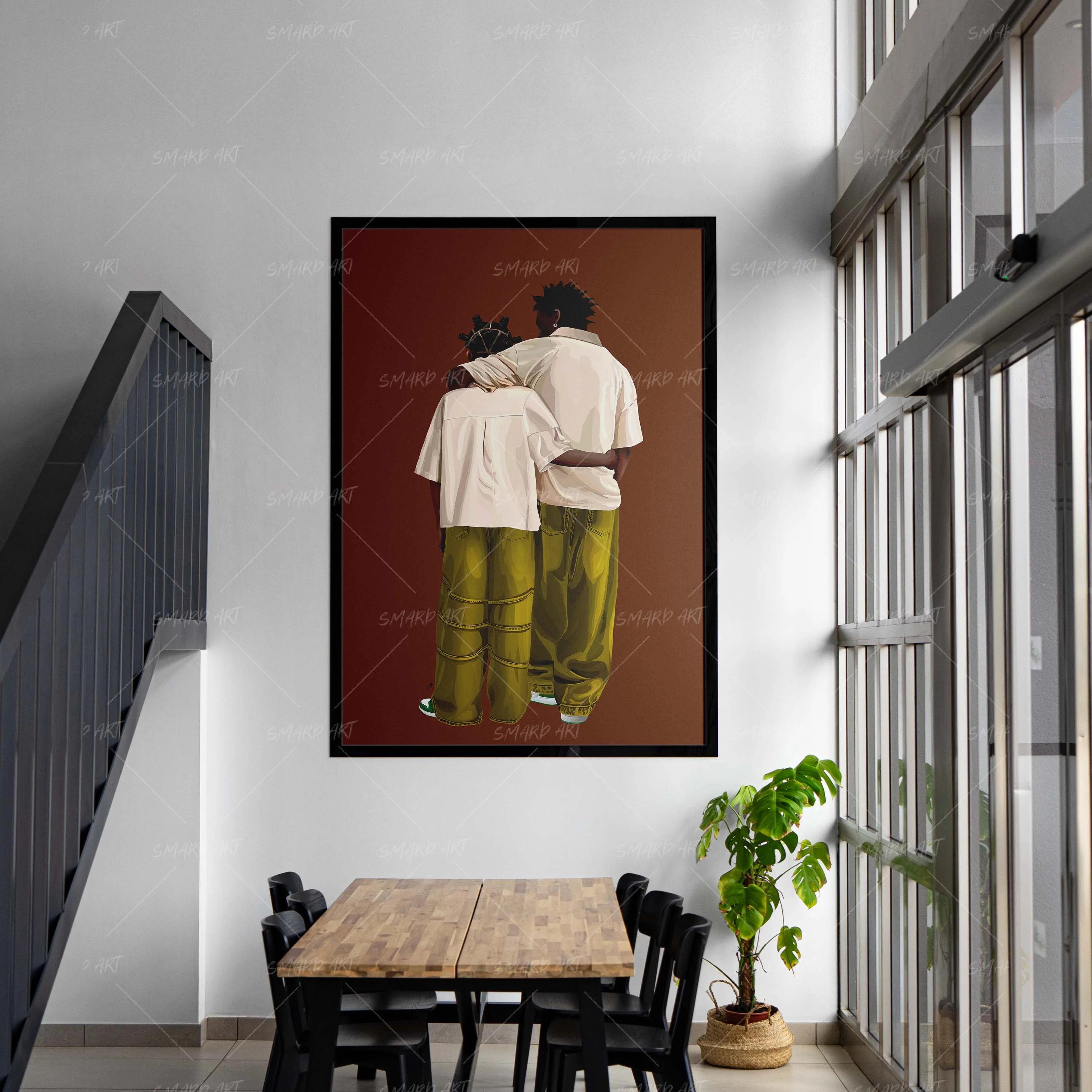 Between Us-wall art print featuring decorative artistic design suitable for living rooms, offices, and schools by SmardArt. Elevate your space with Black wall art that speaks to culture, identity, and creativity. At Smard, we celebrate artistry made with melanin, bringing powerful and inspiring designs to life.