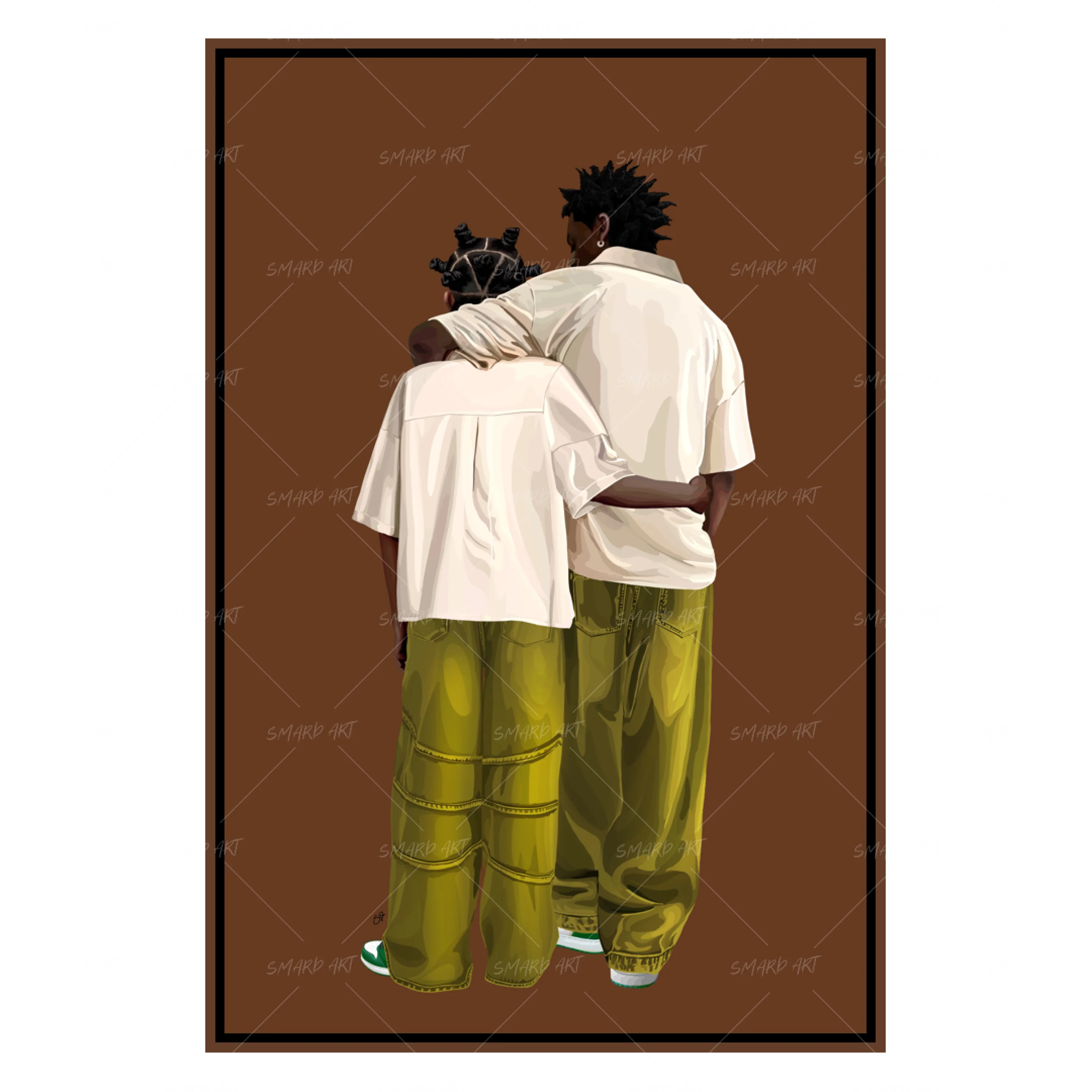 Between Us-wall art print featuring decorative artistic design suitable for living rooms, offices, and schools by SmardArt. Elevate your space with Black wall art that speaks to culture, identity, and creativity. At Smard, we celebrate artistry made with melanin, bringing powerful and inspiring designs to life.