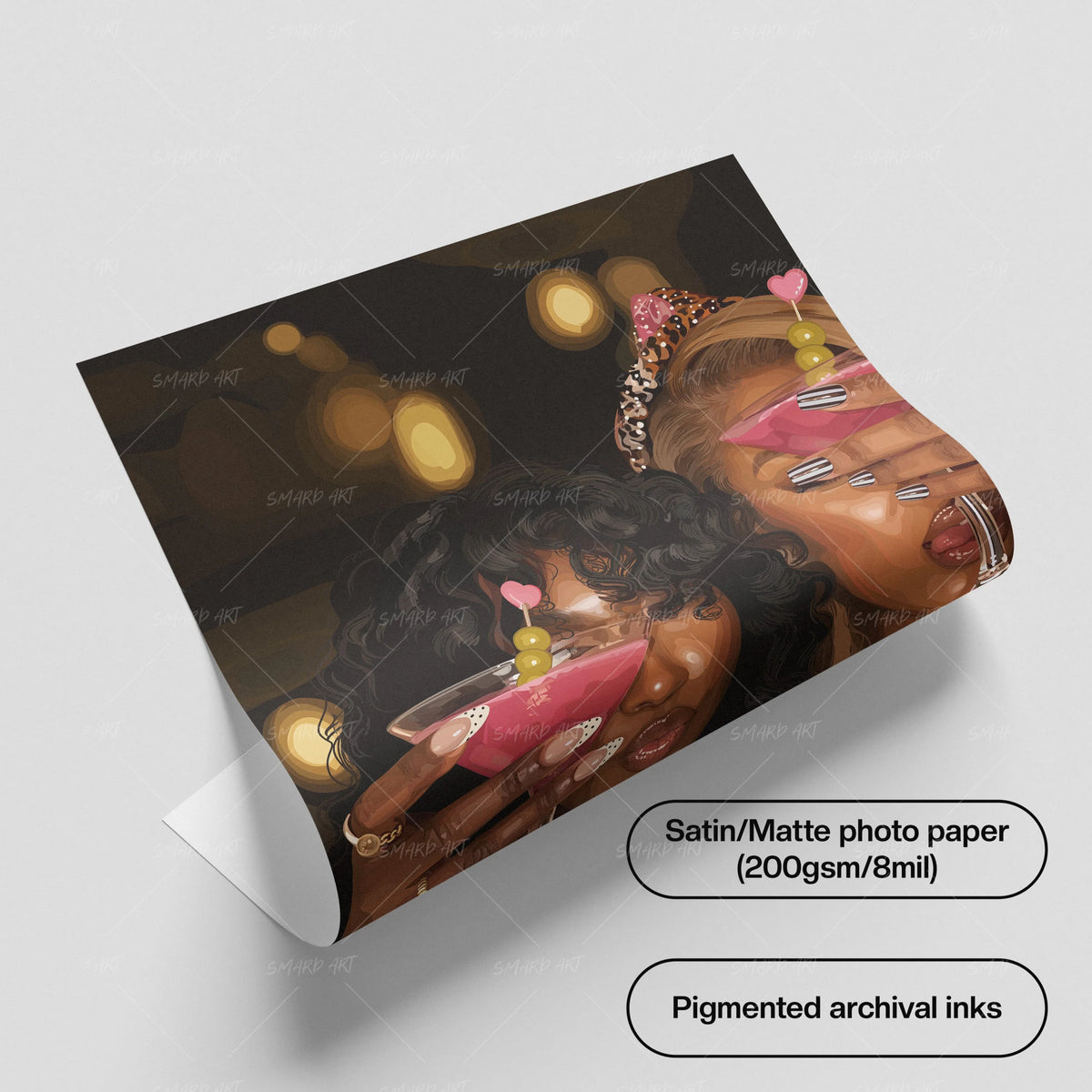BFF Date-wall art print featuring decorative artistic design suitable for living rooms, offices, and schools by SmardArt. Elevate your space with Black wall art that speaks to culture, identity, and creativity. At Smard, we celebrate artistry made with melanin, bringing powerful and inspiring designs to life.