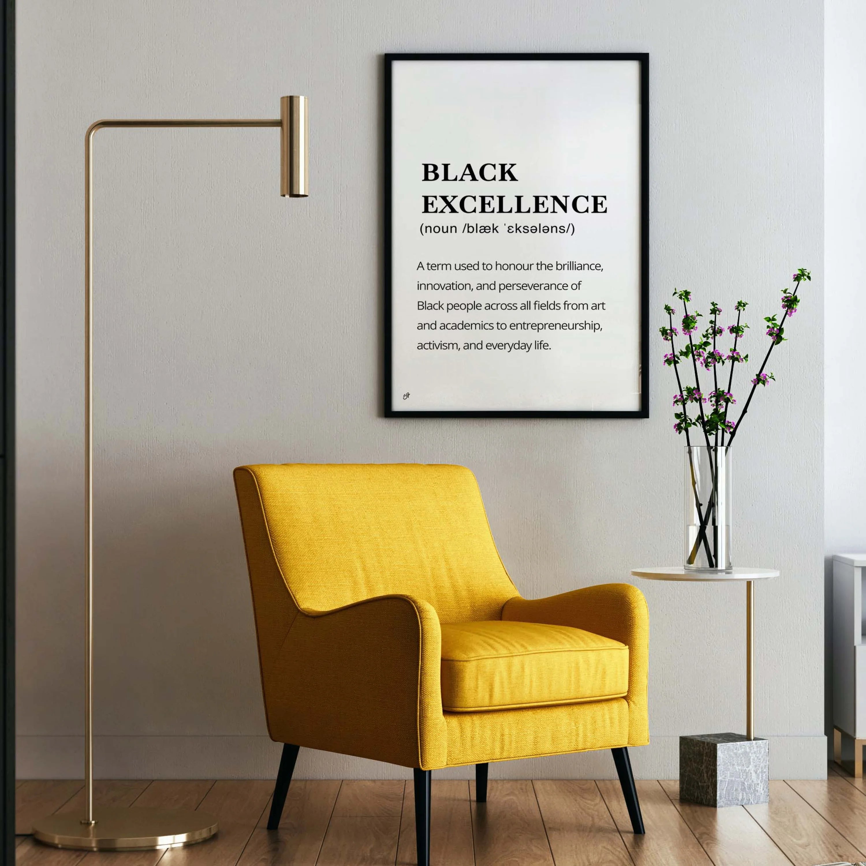 Black Excellence Meaning-wall art print featuring decorative artistic design suitable for living rooms, offices, and schools by SmardArt. Elevate your space with Black wall art that speaks to culture, identity, and creativity. At Smard, we celebrate artistry made with melanin, bringing powerful and inspiring designs to life.