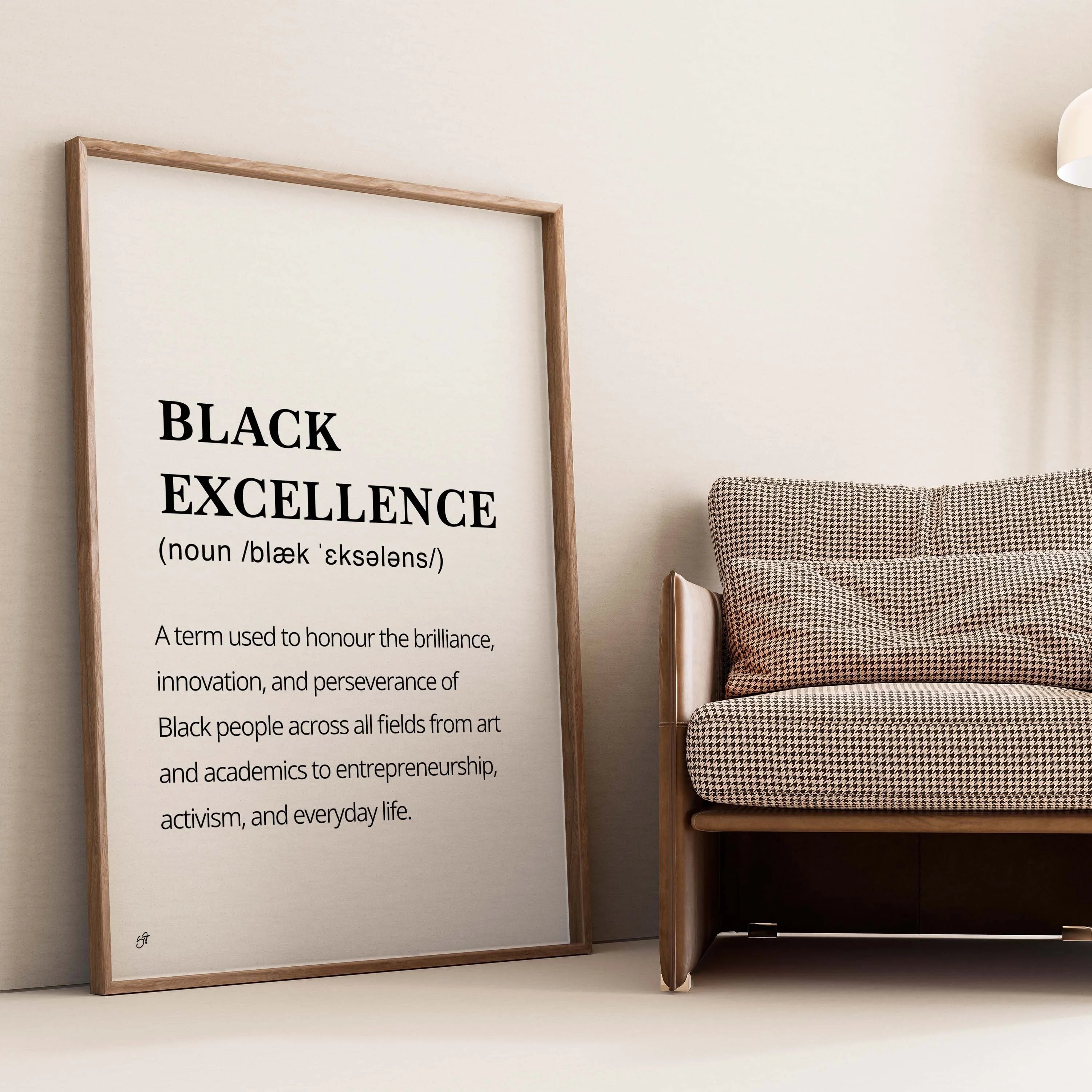 Black Excellence Meaning-wall art print featuring decorative artistic design suitable for living rooms, offices, and schools by SmardArt. Elevate your space with Black wall art that speaks to culture, identity, and creativity. At Smard, we celebrate artistry made with melanin, bringing powerful and inspiring designs to life.