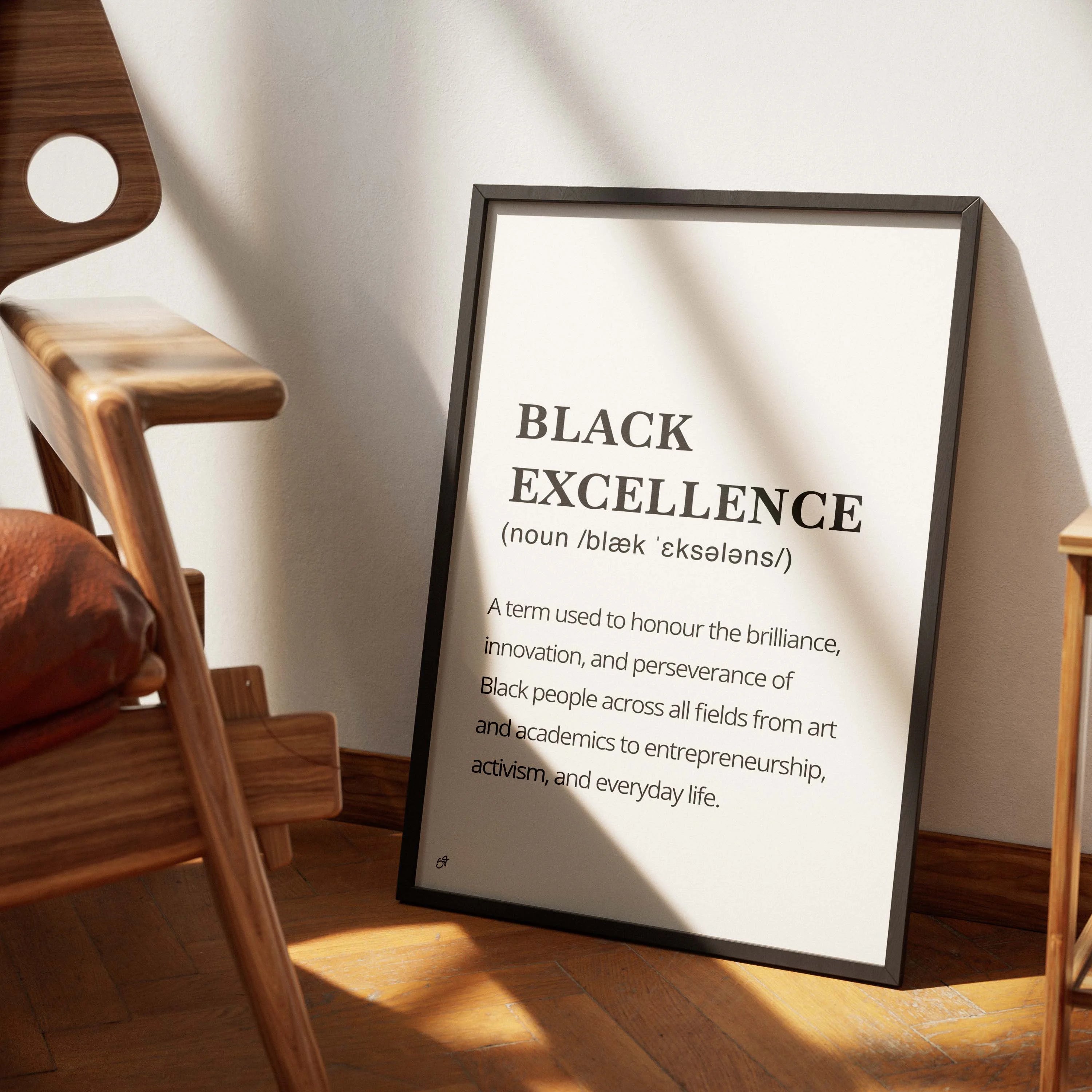 Black Excellence Meaning-wall art print featuring decorative artistic design suitable for living rooms, offices, and schools by SmardArt. Elevate your space with Black wall art that speaks to culture, identity, and creativity. At Smard, we celebrate artistry made with melanin, bringing powerful and inspiring designs to life.