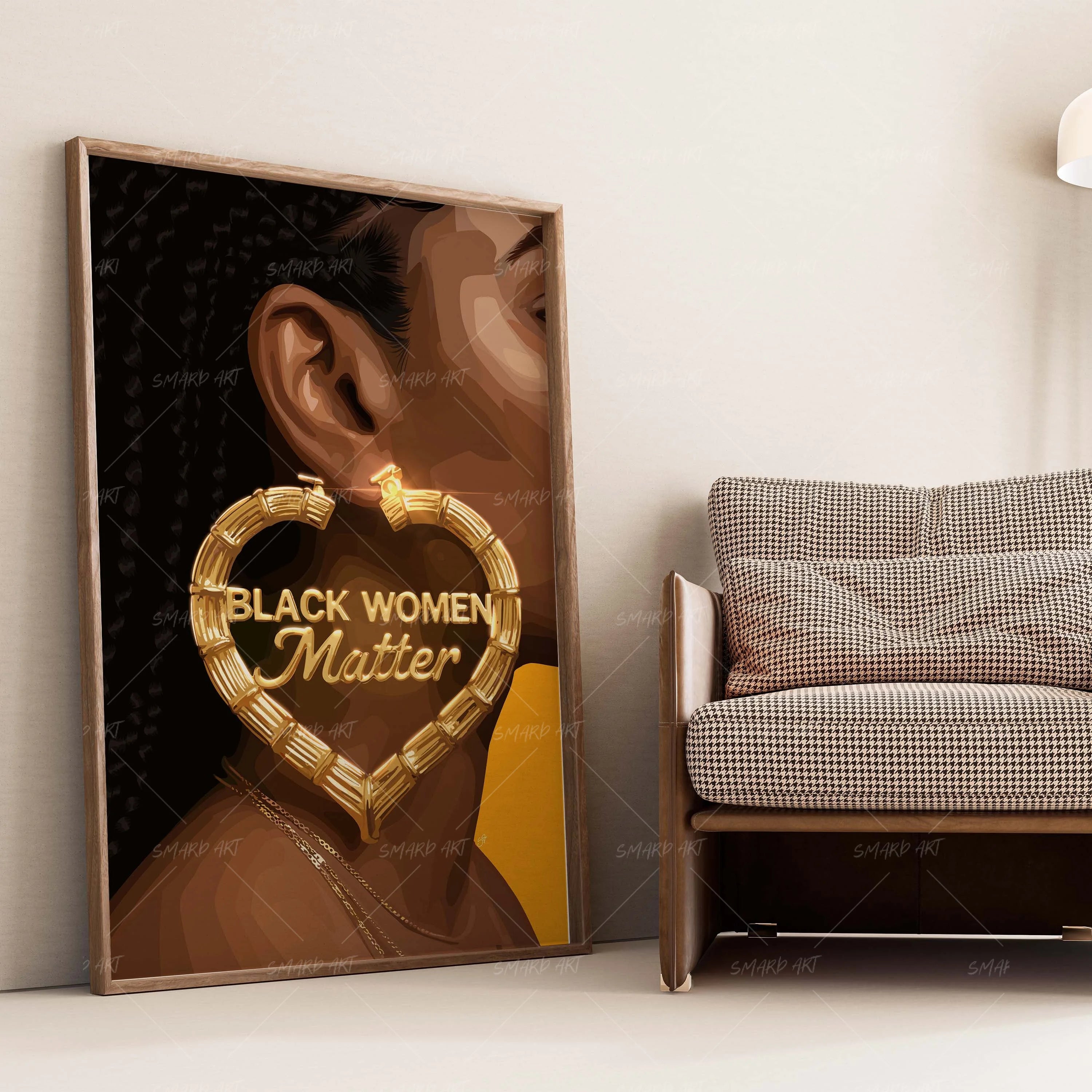 Black Women Matter-wall art print featuring decorative artistic design suitable for living rooms, offices, and schools by SmardArt. Elevate your space with Black wall art that speaks to culture, identity, and creativity. At Smard, we celebrate artistry made with melanin, bringing powerful and inspiring designs to life.