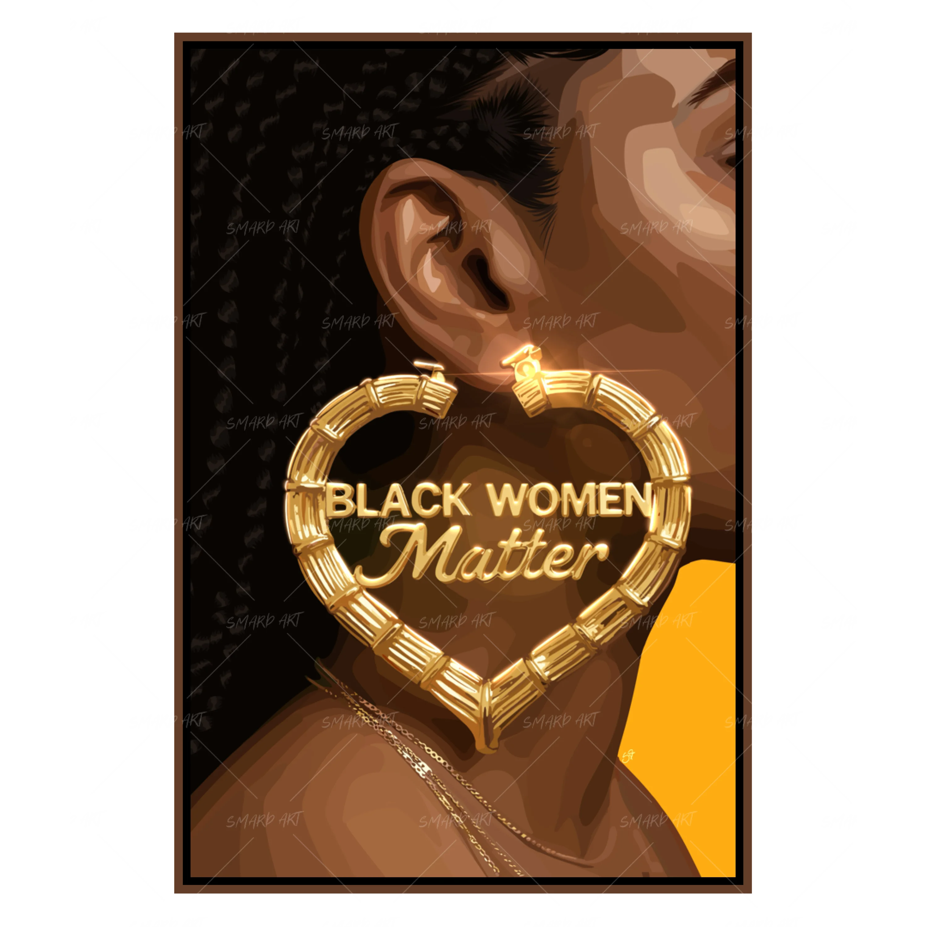 Black Women Matter-wall art print featuring decorative artistic design suitable for living rooms, offices, and schools by SmardArt. Elevate your space with Black wall art that speaks to culture, identity, and creativity. At Smard, we celebrate artistry made with melanin, bringing powerful and inspiring designs to life.