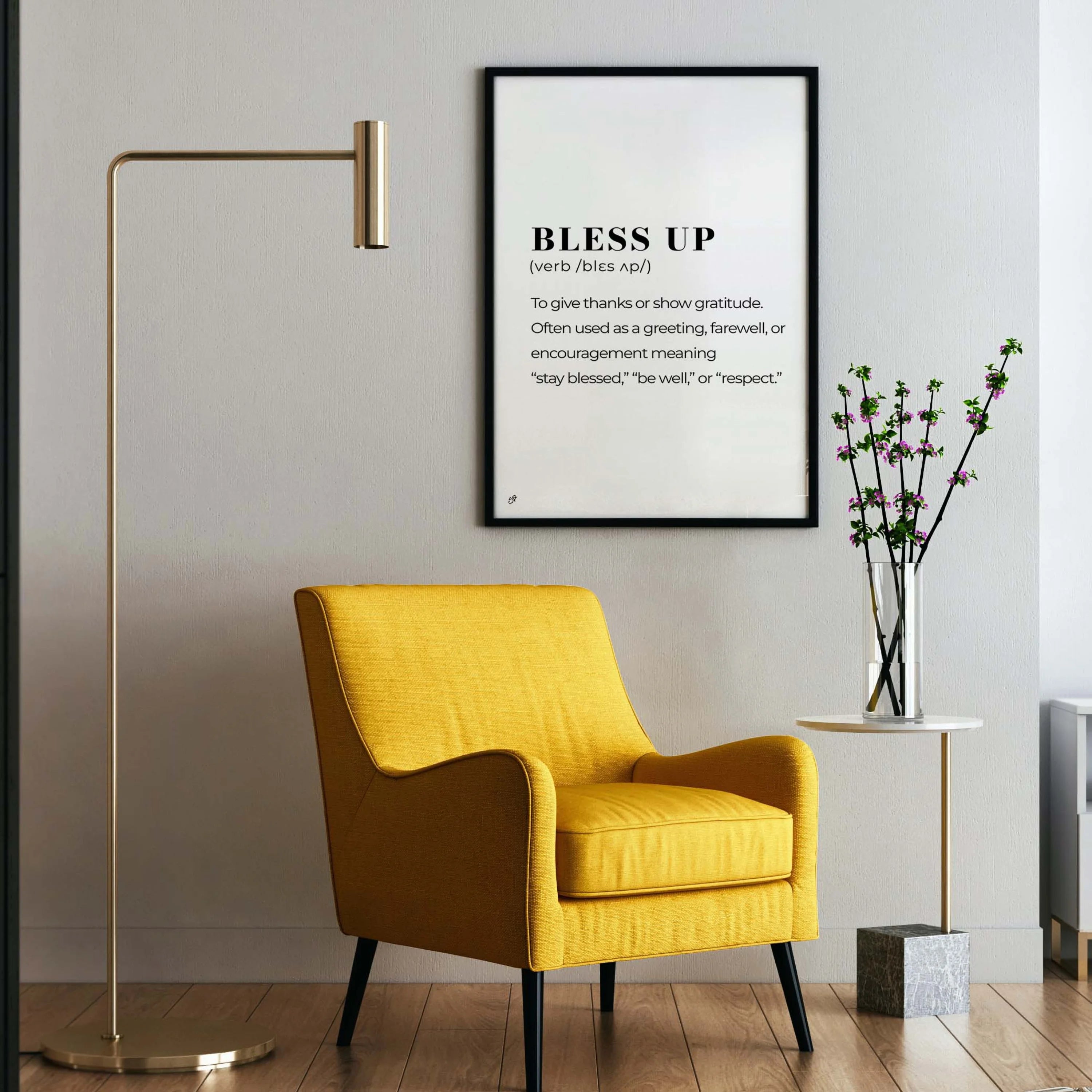 Bless Up Meaning-wall art print featuring decorative artistic design suitable for living rooms, offices, and schools by SmardArt. Elevate your space with Black wall art that speaks to culture, identity, and creativity. At Smard, we celebrate artistry made with melanin, bringing powerful and inspiring designs to life.