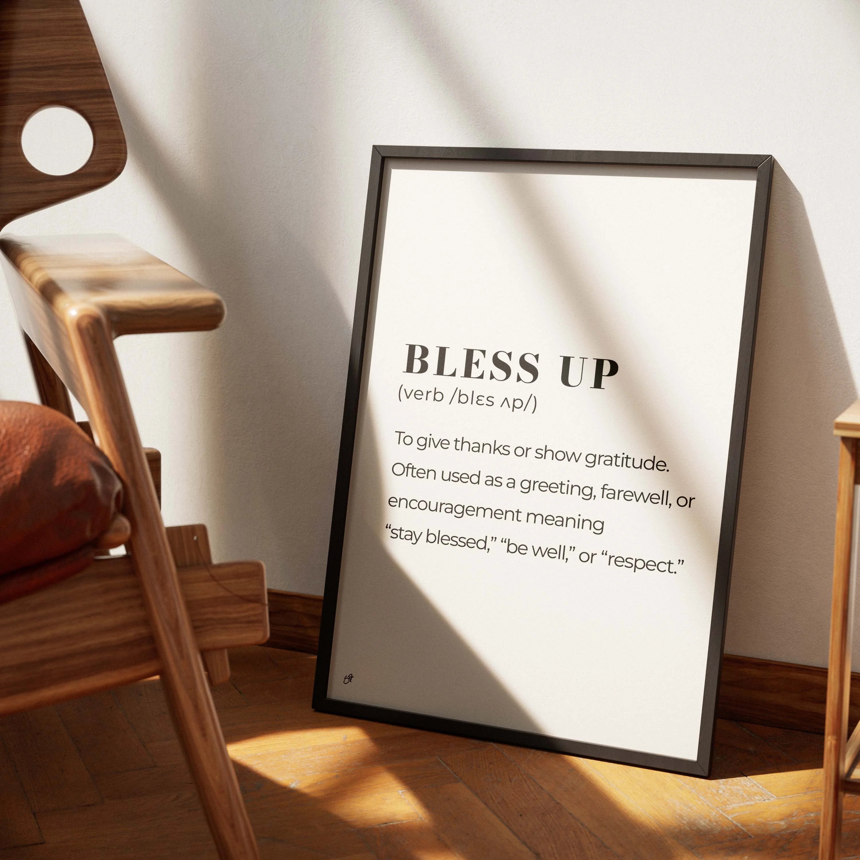 Bless Up Meaning-wall art print featuring decorative artistic design suitable for living rooms, offices, and schools by SmardArt. Elevate your space with Black wall art that speaks to culture, identity, and creativity. At Smard, we celebrate artistry made with melanin, bringing powerful and inspiring designs to life.