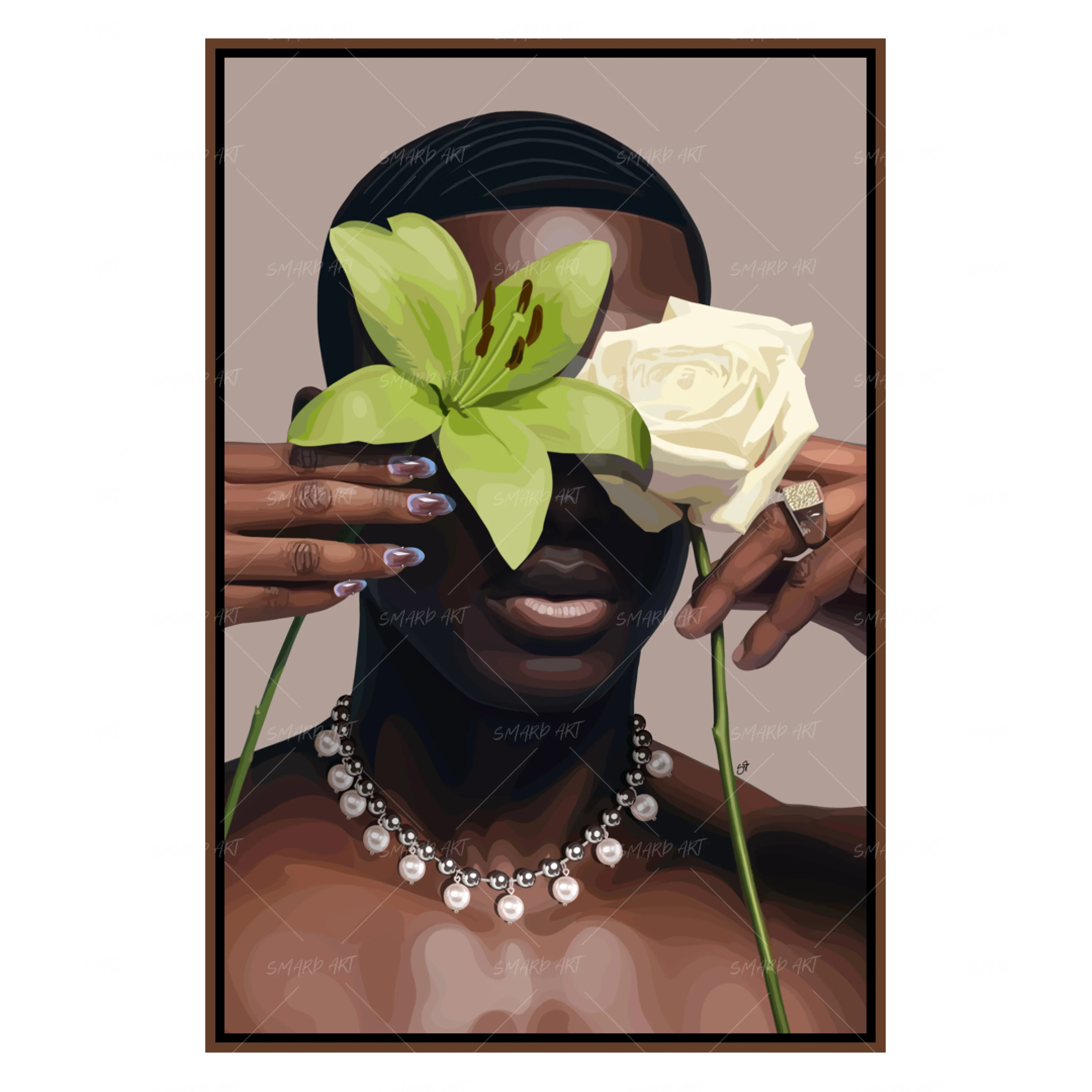 Blind in Bloom-wall art print featuring decorative artistic design suitable for living rooms, offices, and schools by SmardArt. Elevate your space with Black wall art that speaks to culture, identity, and creativity. At Smard, we celebrate artistry made with melanin, bringing powerful and inspiring designs to life.