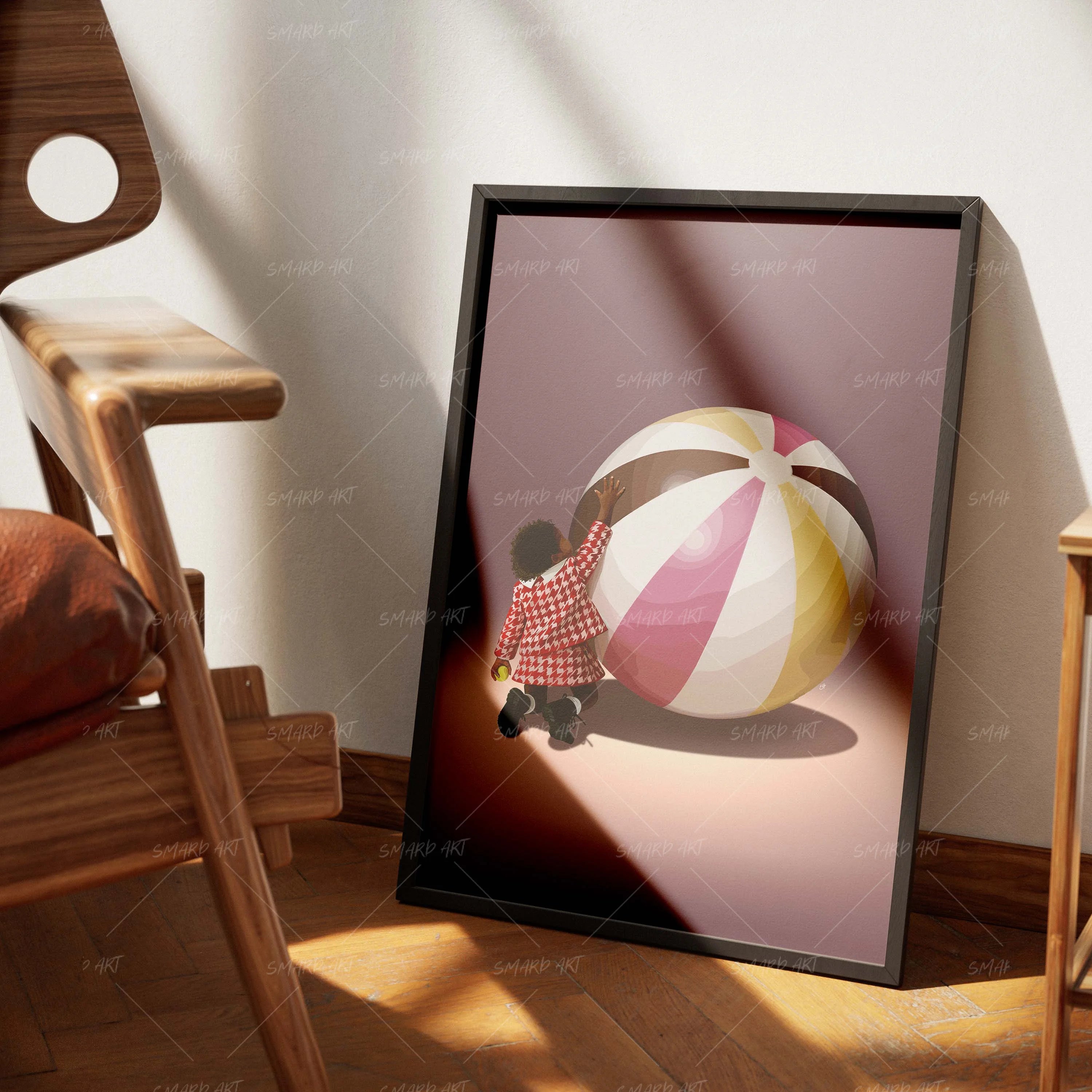 Bounce Big-wall art print featuring decorative artistic design suitable for living rooms, offices, and schools by SmardArt. Elevate your space with Black wall art that speaks to culture, identity, and creativity. At Smard, we celebrate artistry made with melanin, bringing powerful and inspiring designs to life.