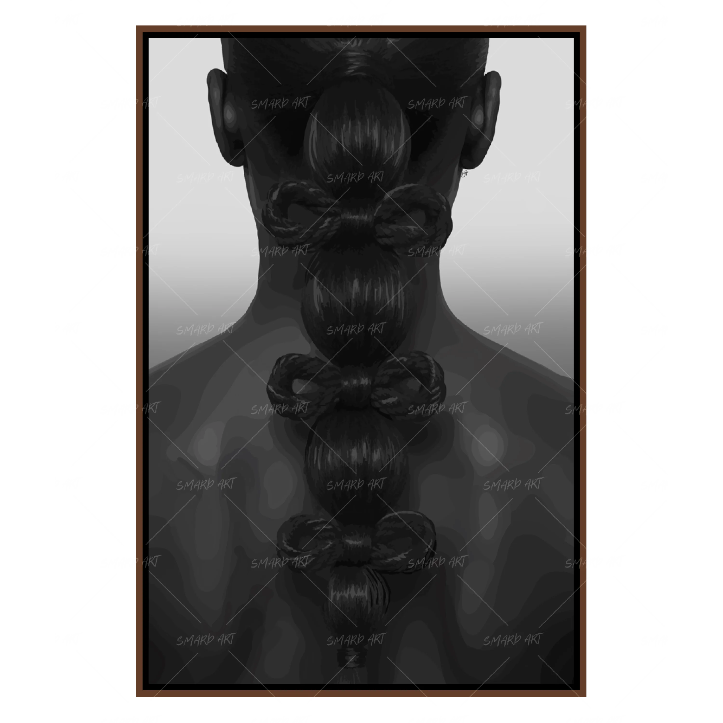 Braidwork-wall art print featuring decorative artistic design suitable for living rooms, offices, and schools by SmardArt. Elevate your space with Black wall art that speaks to culture, identity, and creativity. At Smard, we celebrate artistry made with melanin, bringing powerful and inspiring designs to life.