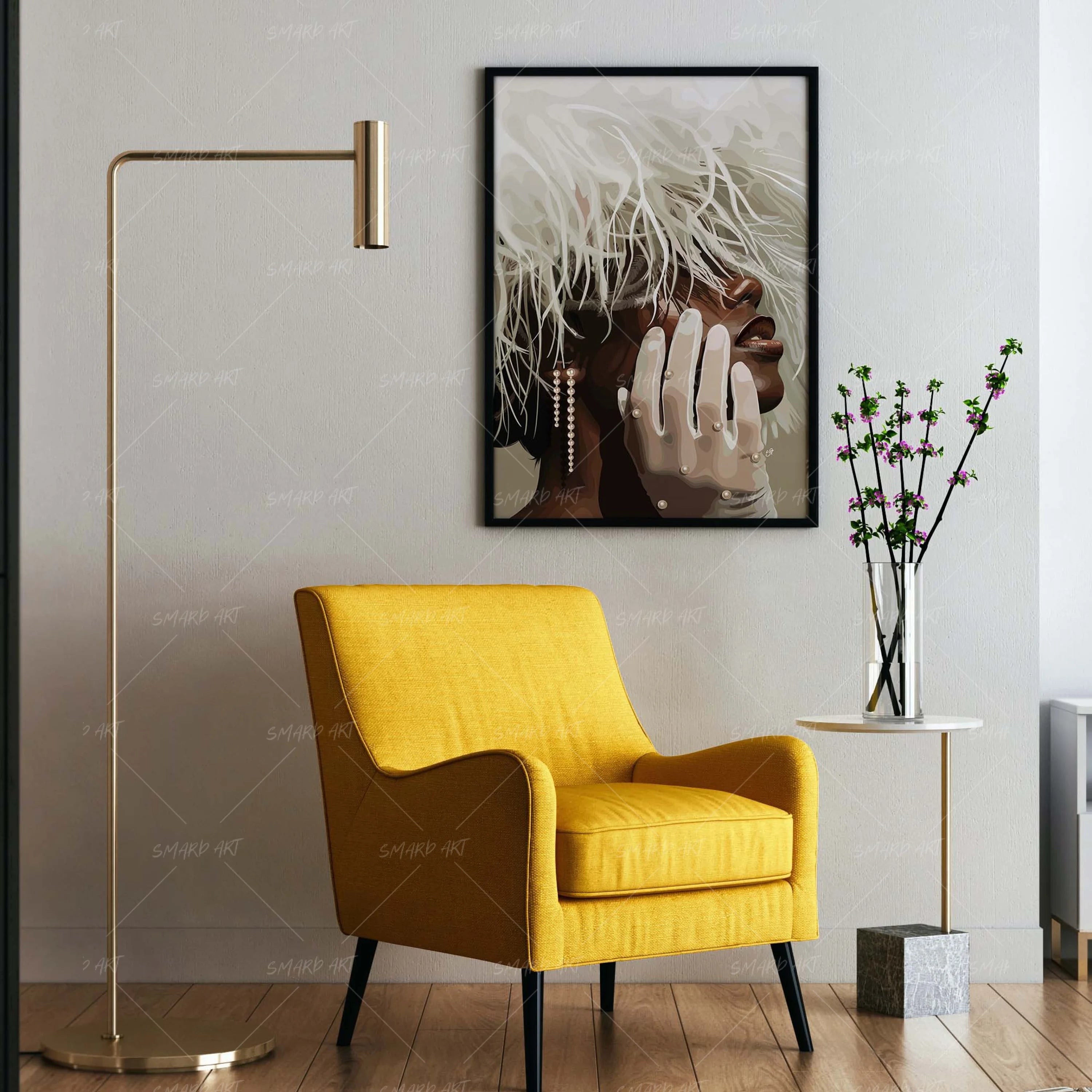 Bridal Brim-wall art print featuring decorative artistic design suitable for living rooms, offices, and schools by SmardArt. Elevate your space with Black wall art that speaks to culture, identity, and creativity. At Smard, we celebrate artistry made with melanin, bringing powerful and inspiring designs to life.